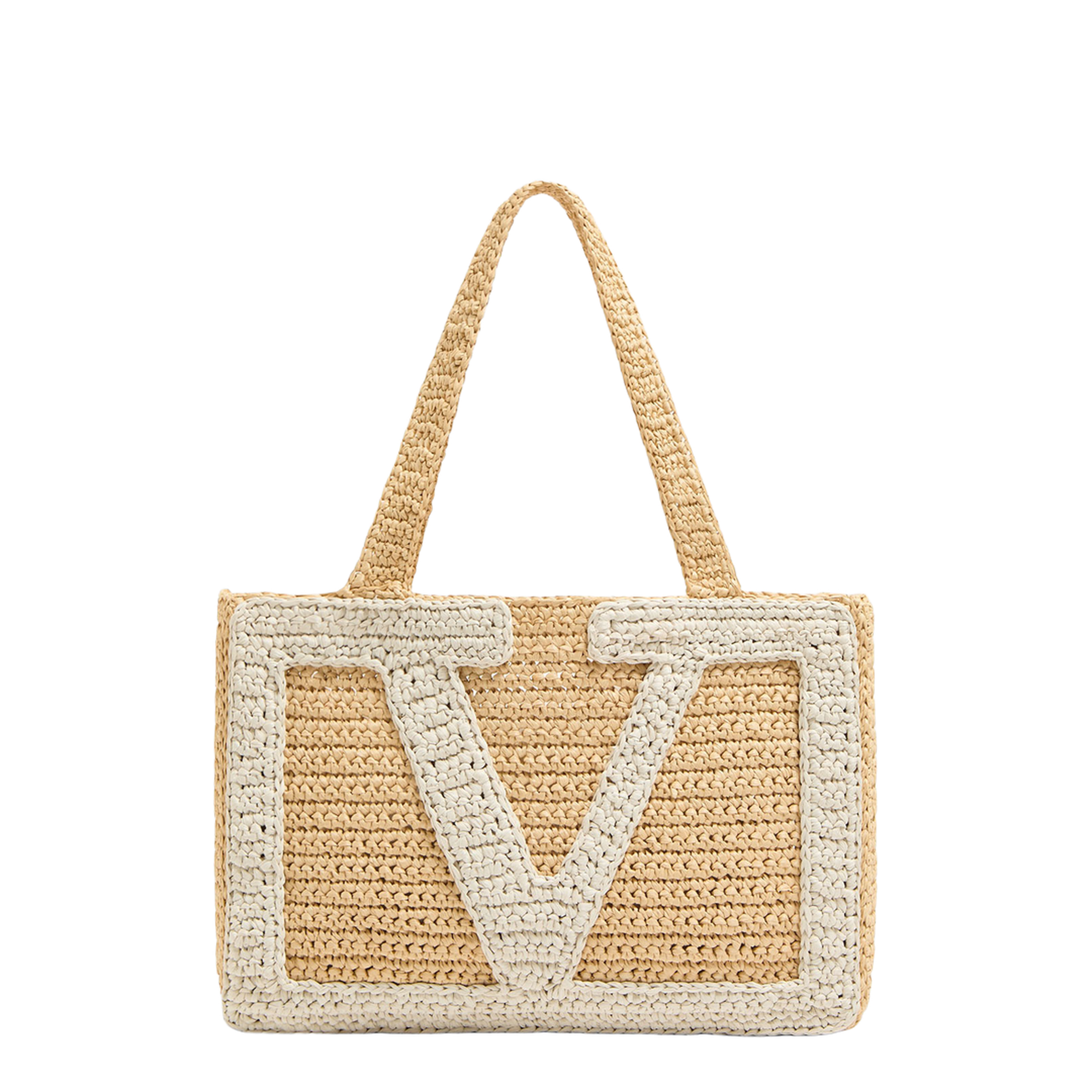 Viva Superstar Medium Raffia Shopping Bag - Natural/Butter - Image 1
