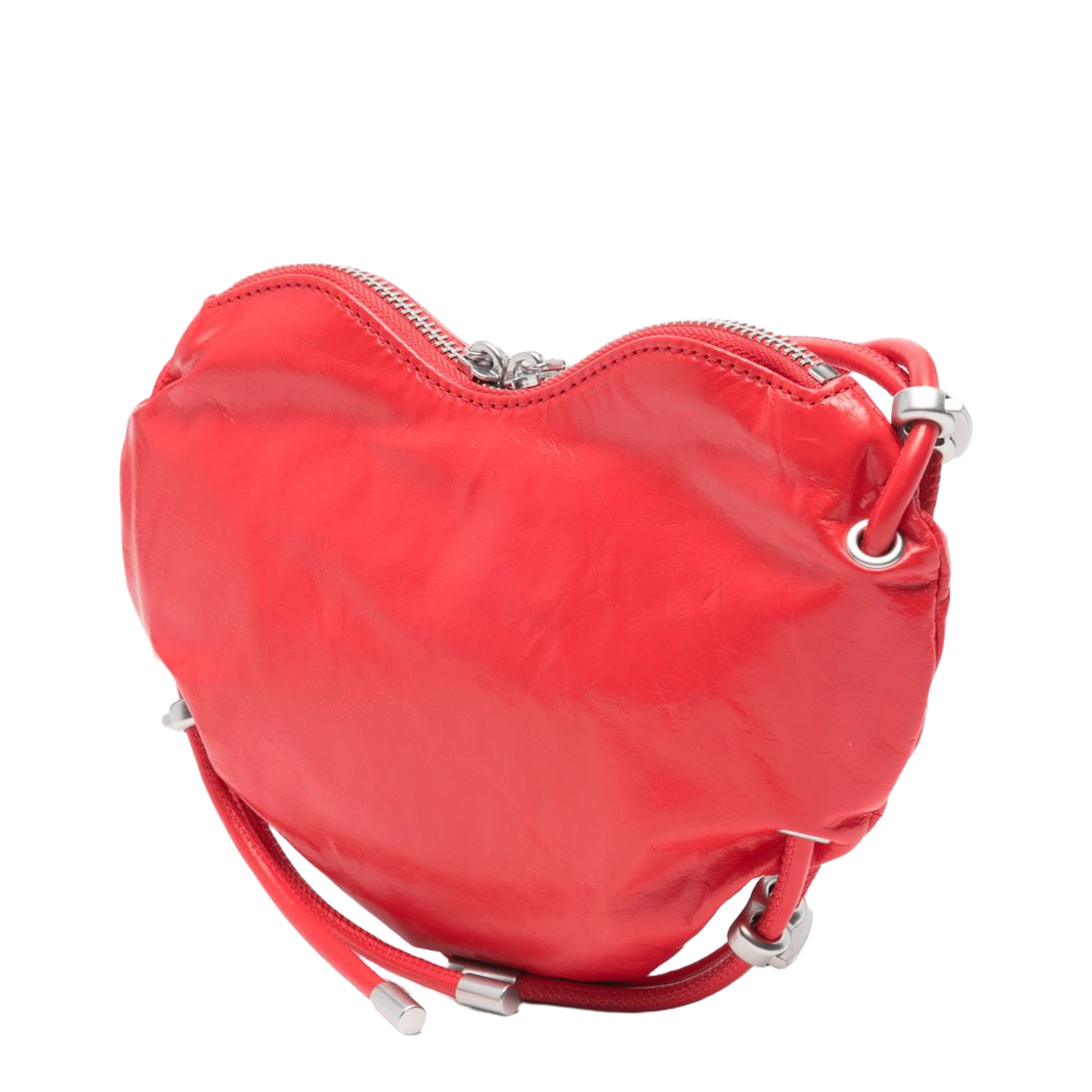 Scrunch-D-Heart Calf Leather Shoulder Bag - Red - Image 2