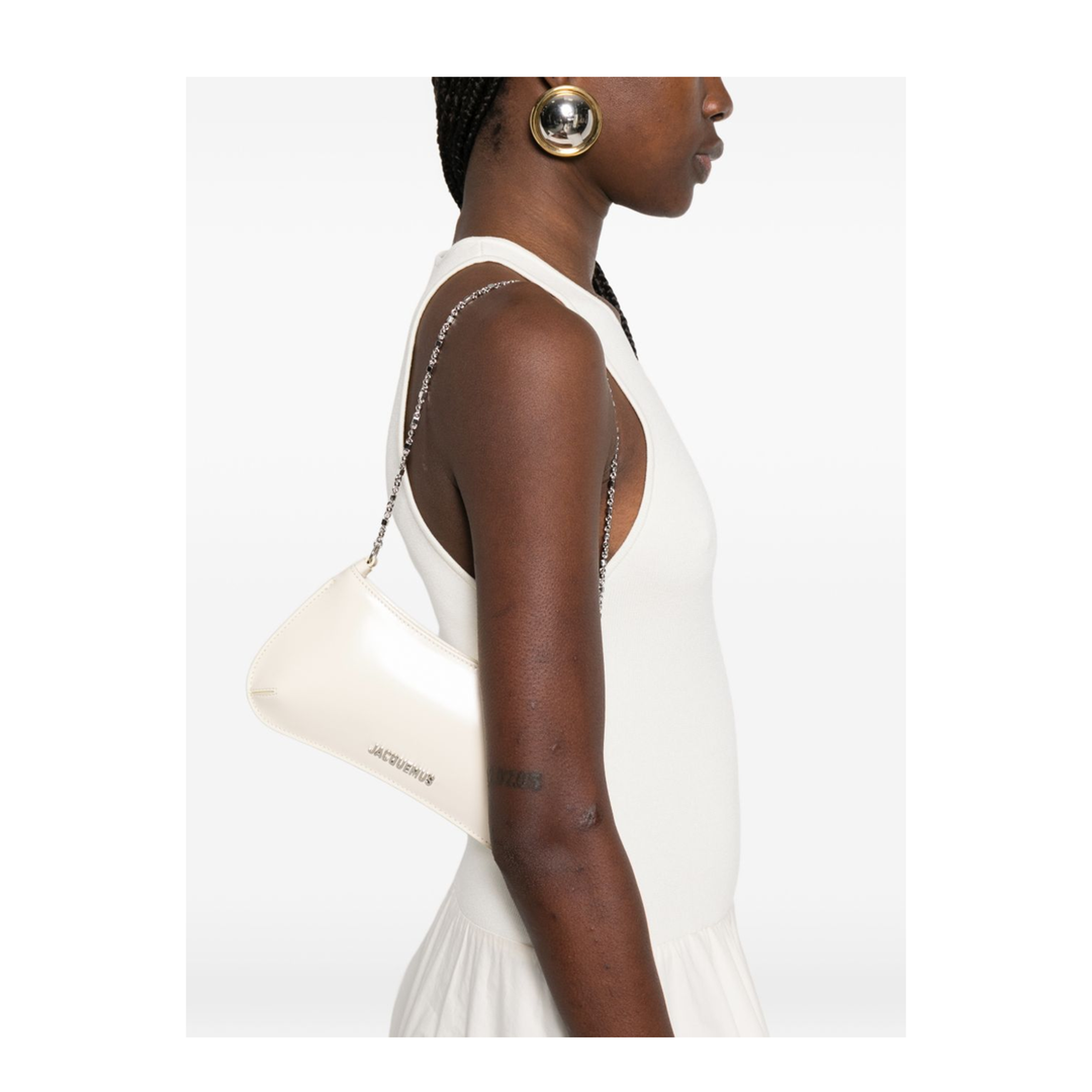 Bisou Chaîne Small Calfskin Shoulder Bag - Light Ivory - Image 2