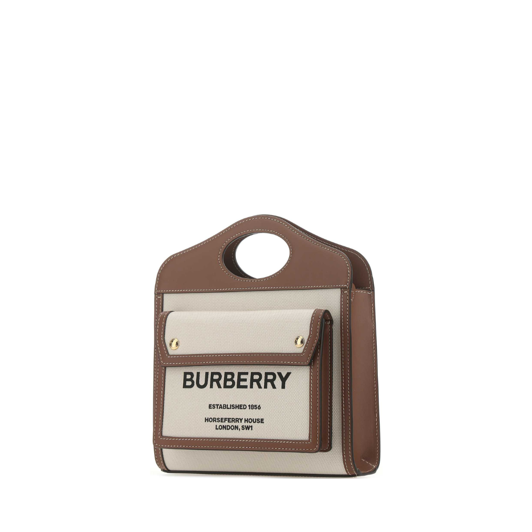 Mini Pocket Canvas Handbag - Natural/Malt Brown - Image 2