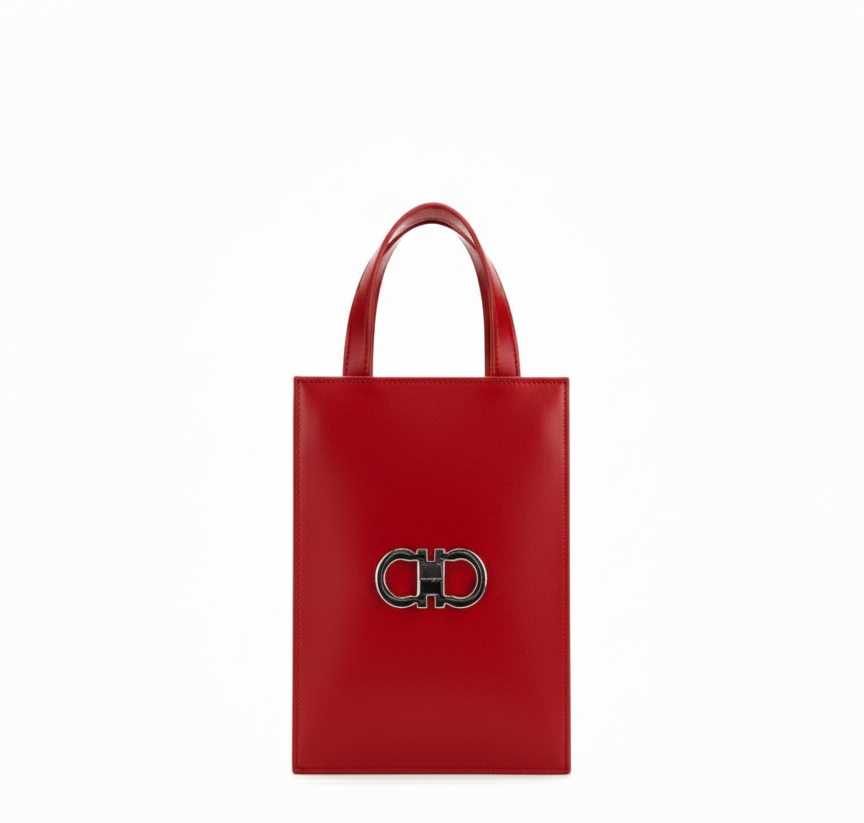 Mini Calfskin Clutch - Flame Red - Image 1