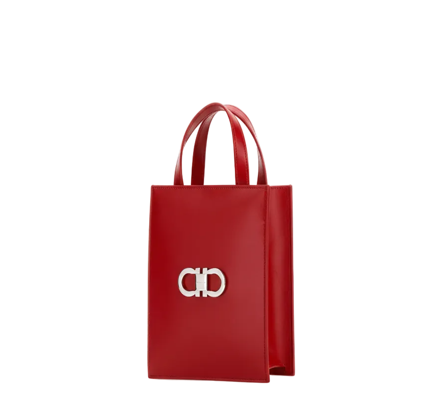 Gancini Mini Calfskin Tote Bag - Red - Image 2