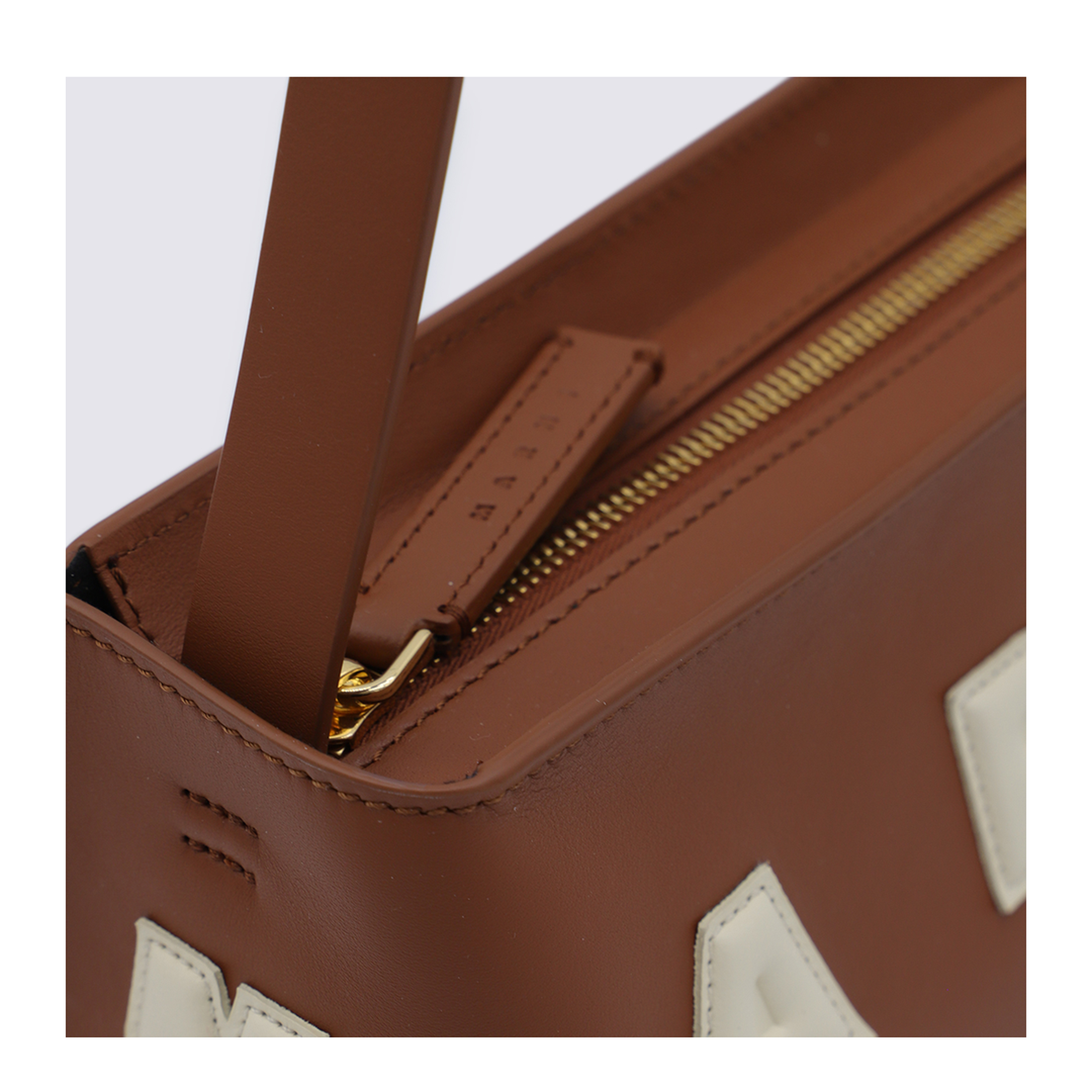 Museo Compact Baguette Bag Calfskin - Moca/Ivory - Image 8