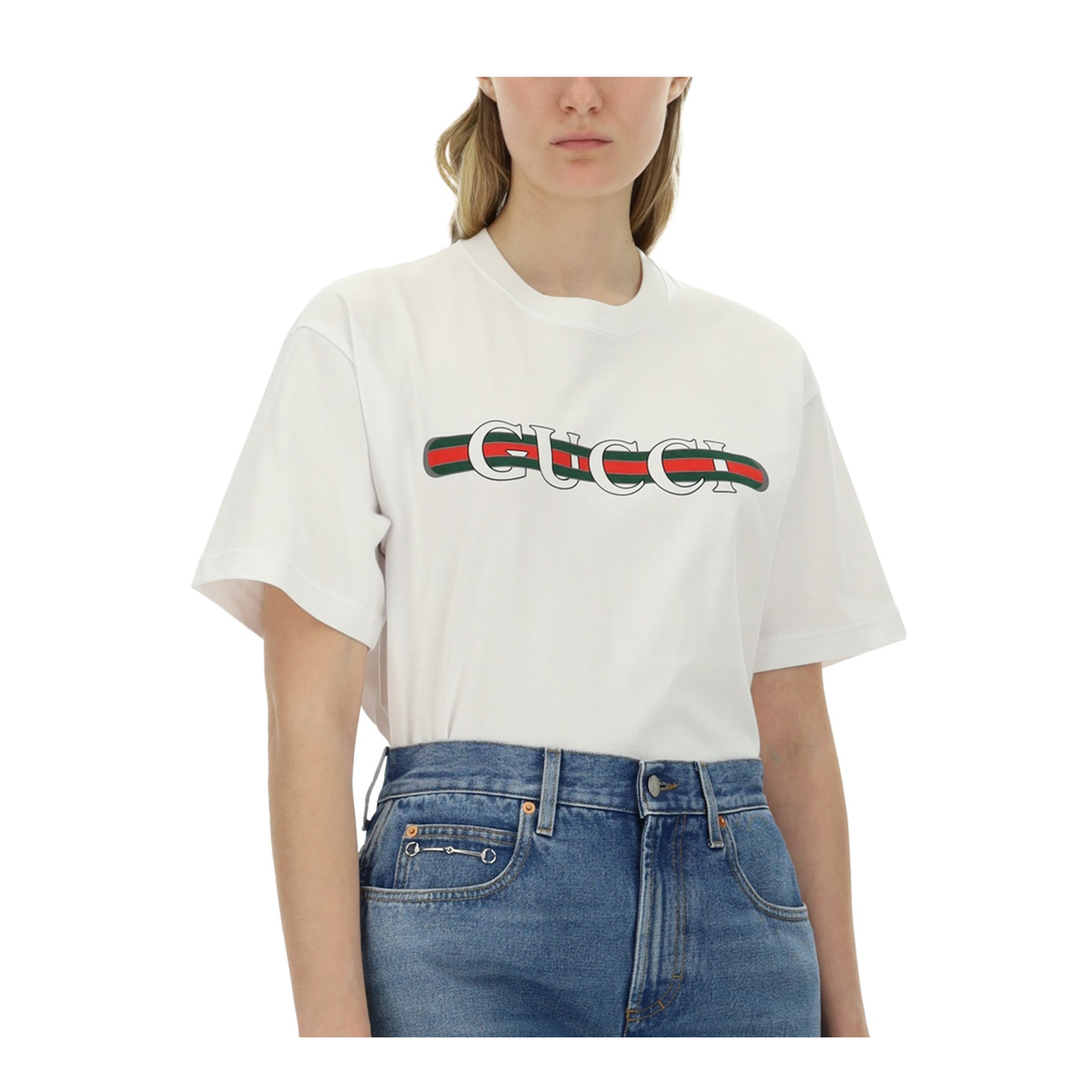 Printed Cotton Jersey T-Shirt in White - Image 6