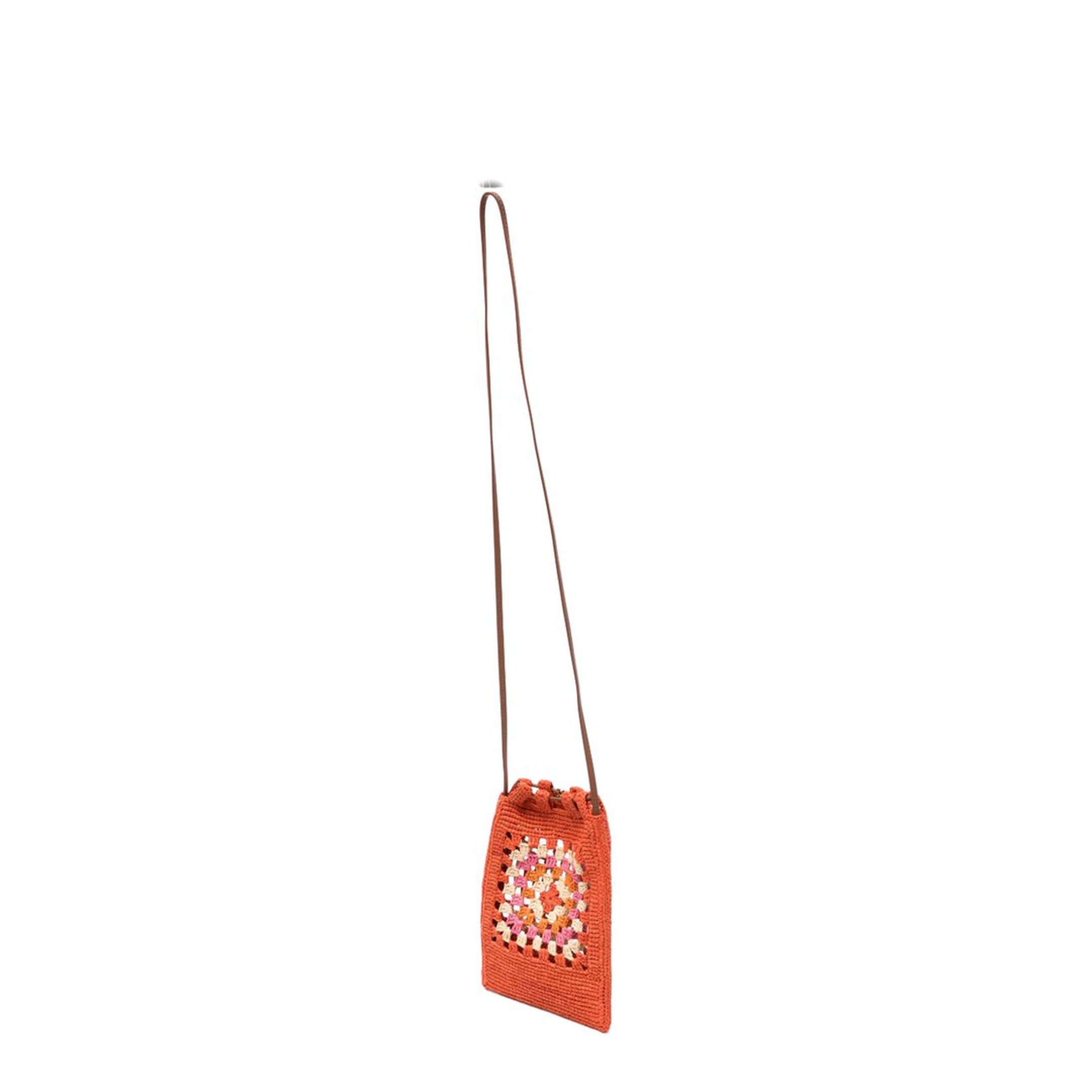 Paula's Ibiza One Size Calfskin & Raffia Bag - Bright Orange/Pink - Image 5