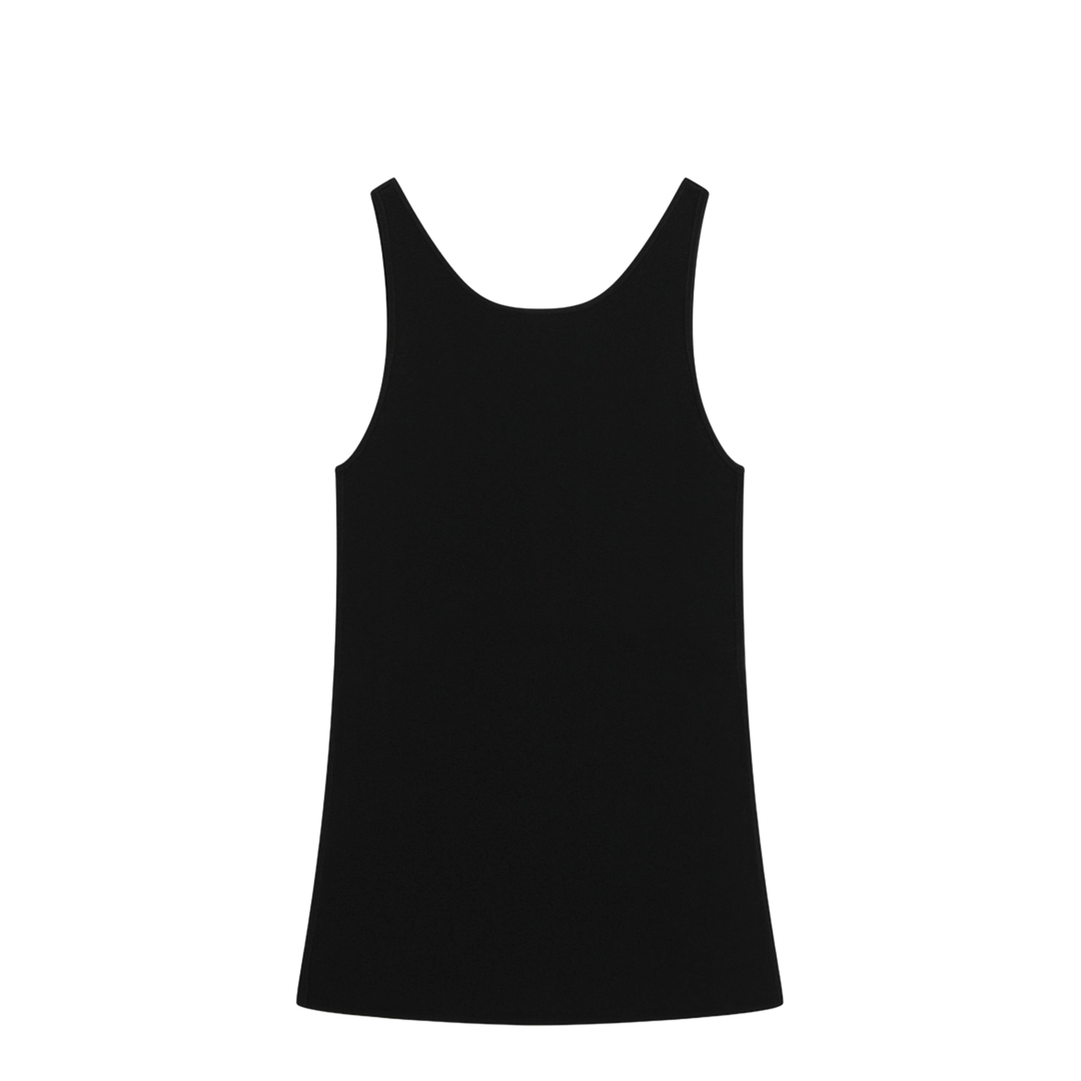 Black Fitted Compact Knit Tank Top - Image 2