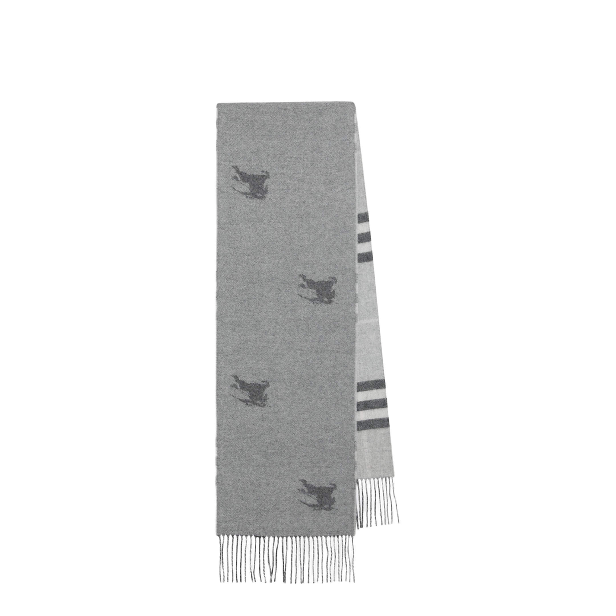 Reversible Check Cashmere Scarf In Grey - Image 1