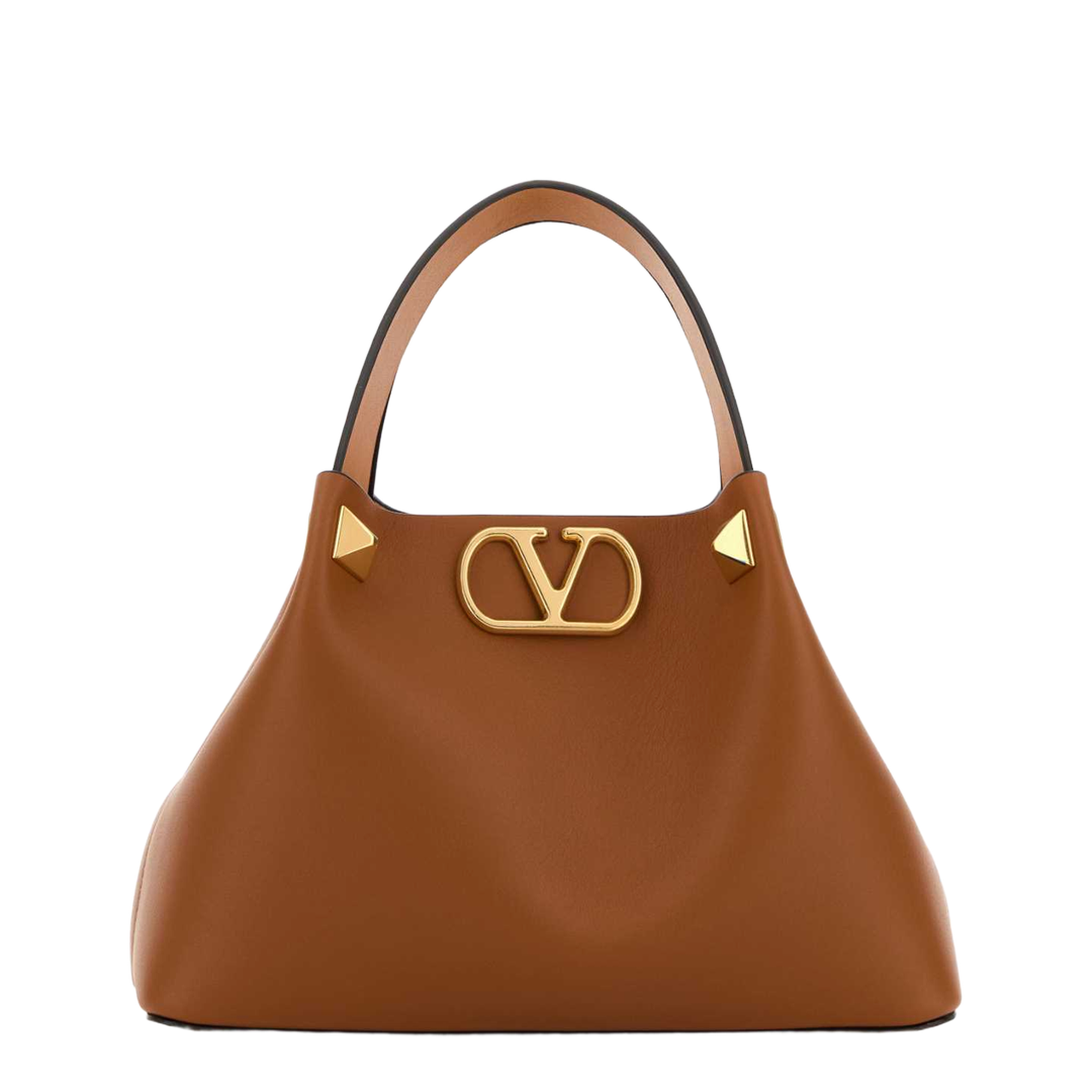 VLogo Small Leather Handbag - Brown - Image 5