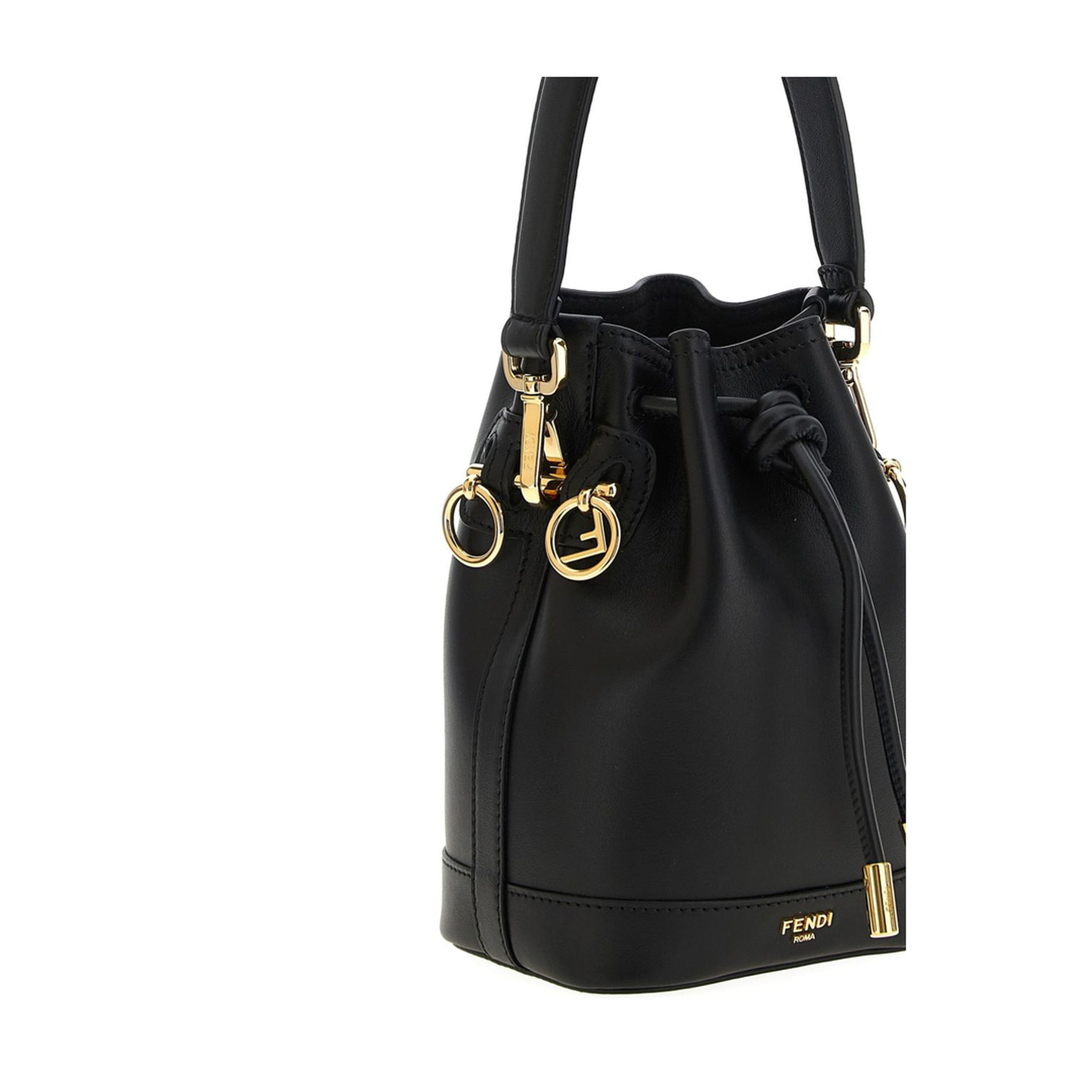 Mon Tresor Mini Leather Bucket Bag - Black - Image 2
