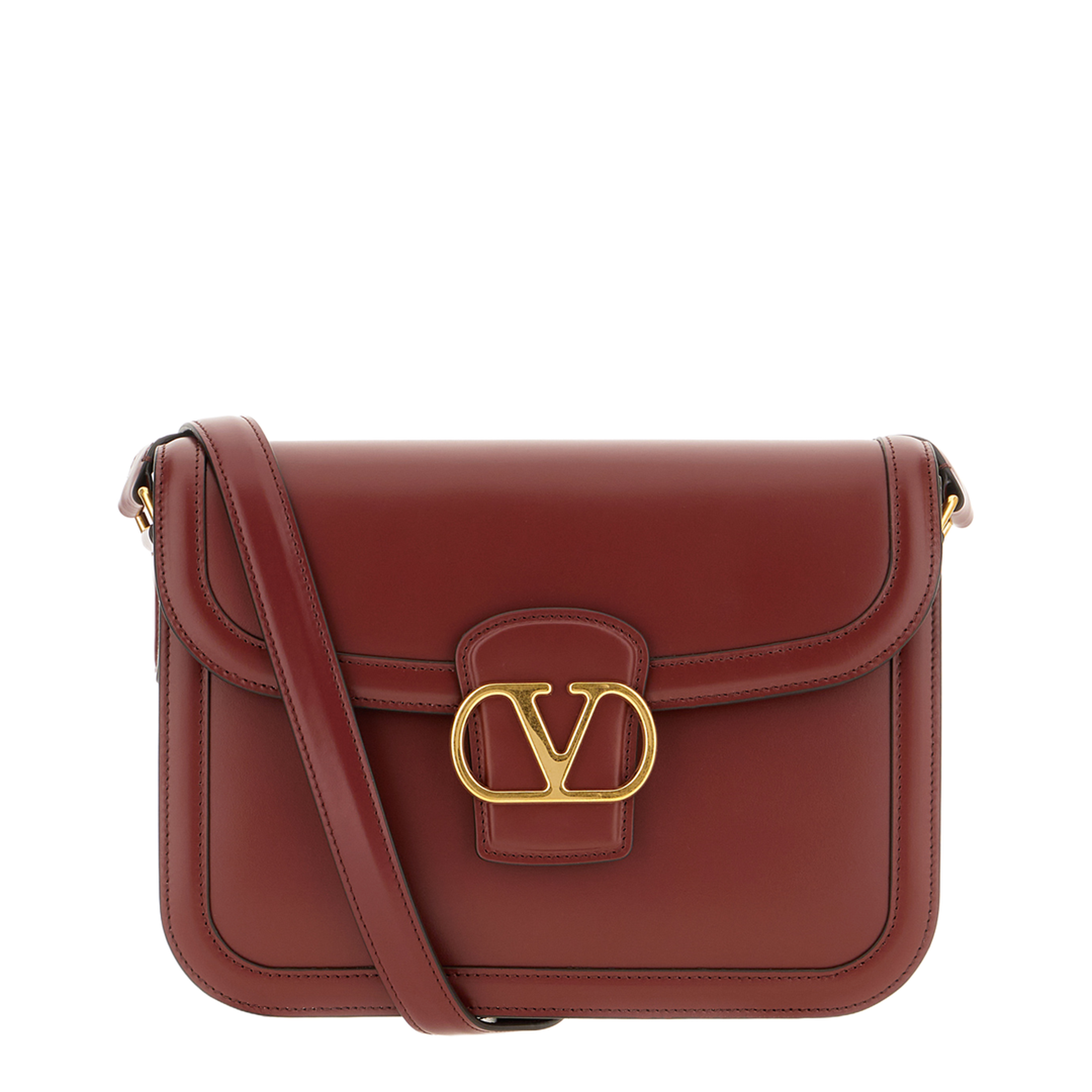 VLogo Signature Mini Calfskin Shoulder Bag - Burgundy - Image 4