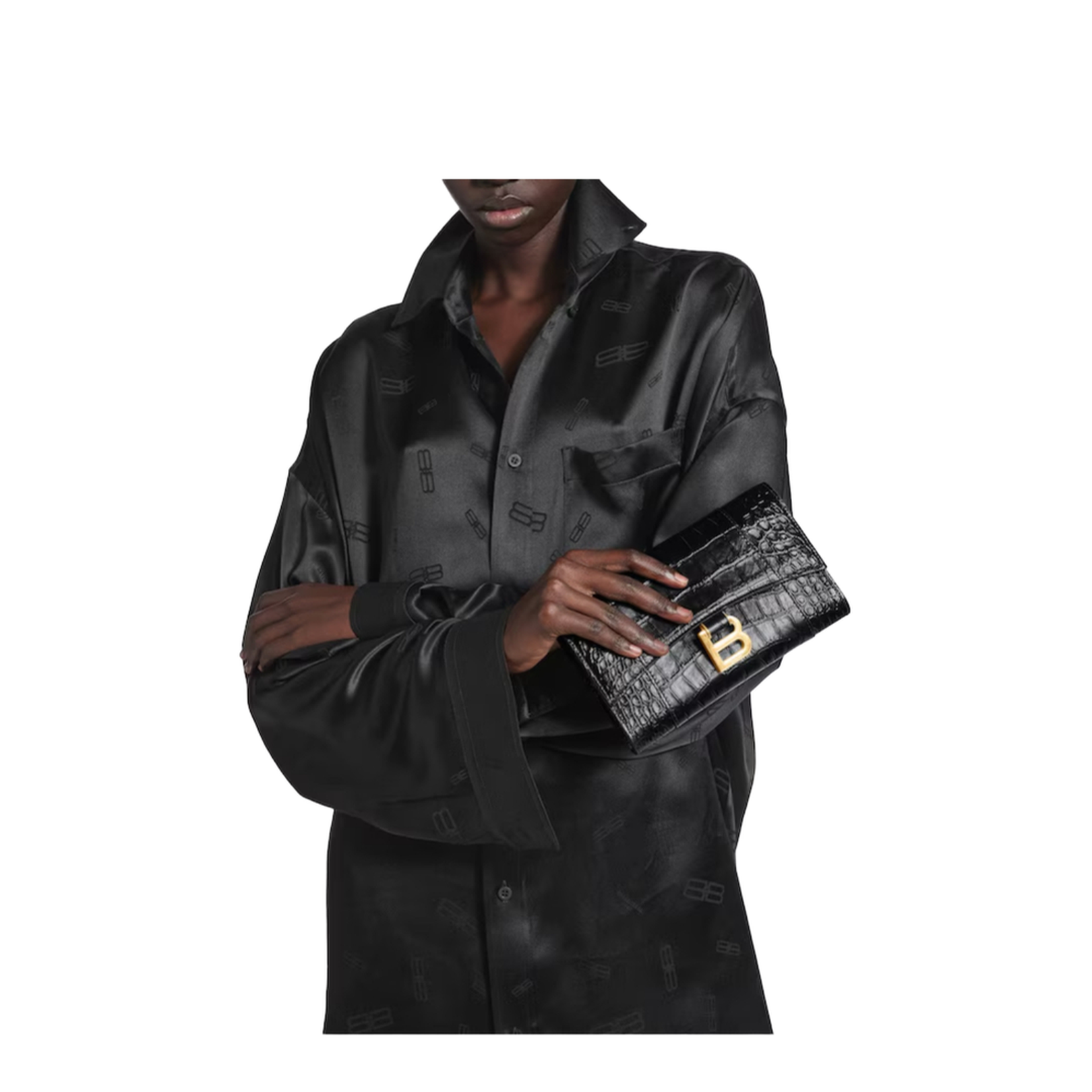 Hourglass Wallet On Chain in Black - Image 5