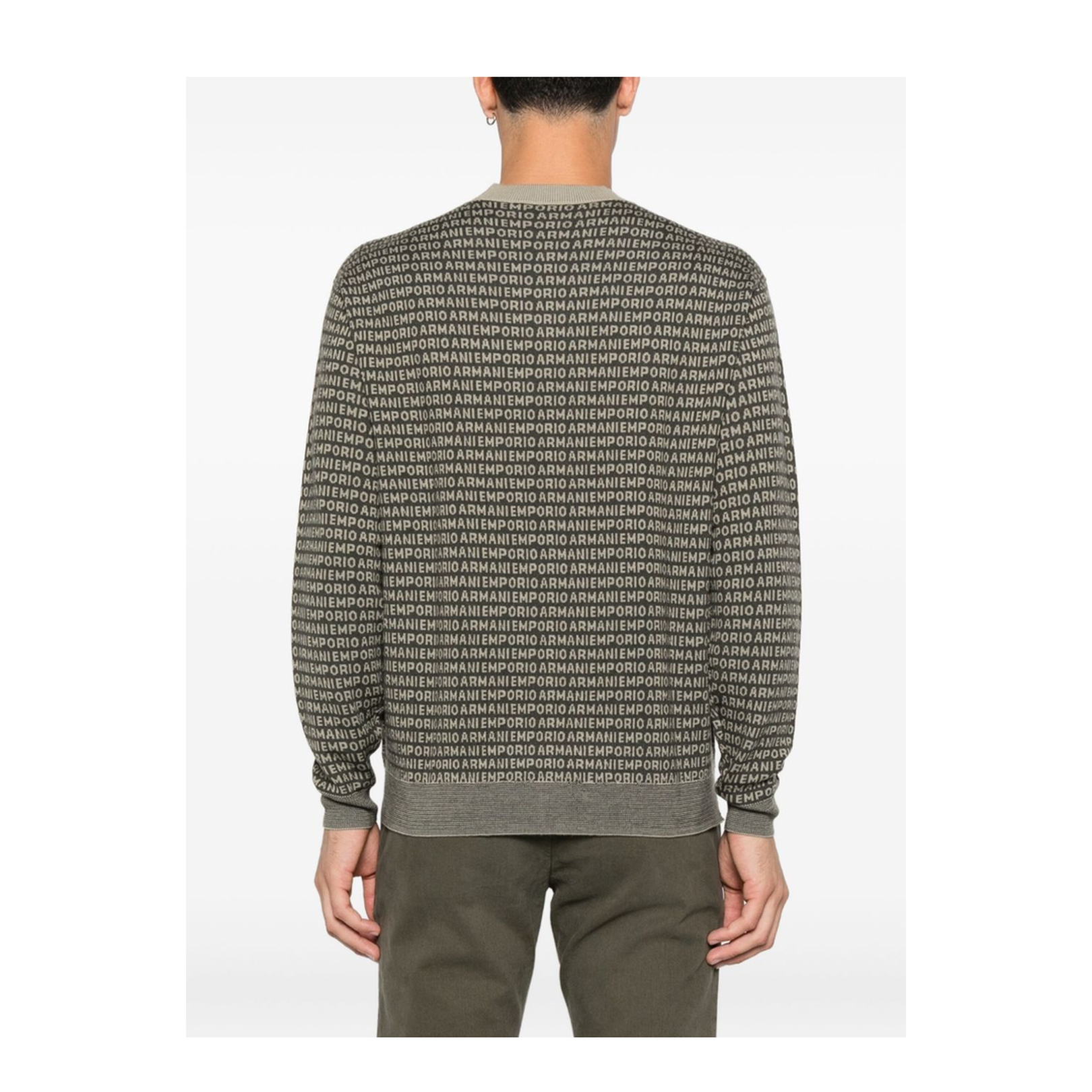 Virgin-Wool Jumper with All-Over Jacquard Signature Logo - Image 3