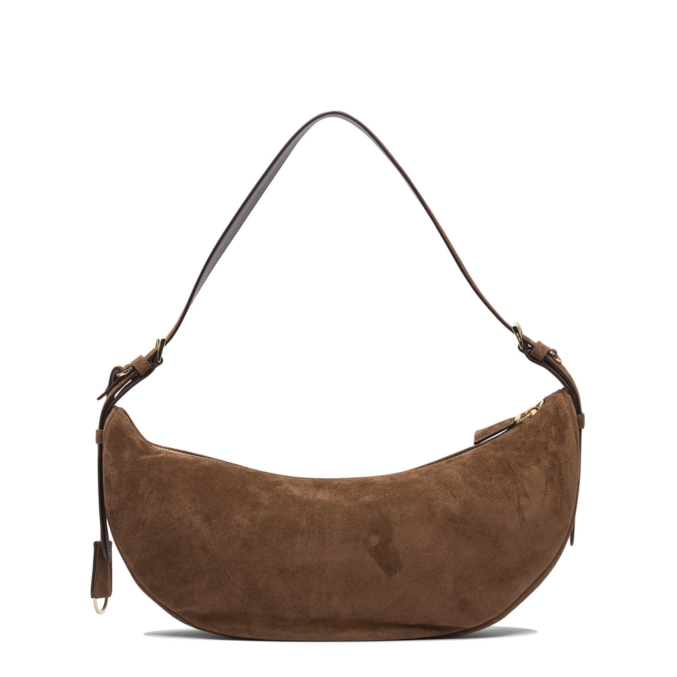 Demi-Lune Large Suede Shoulder Bag - Cocoa Brown - Image 3