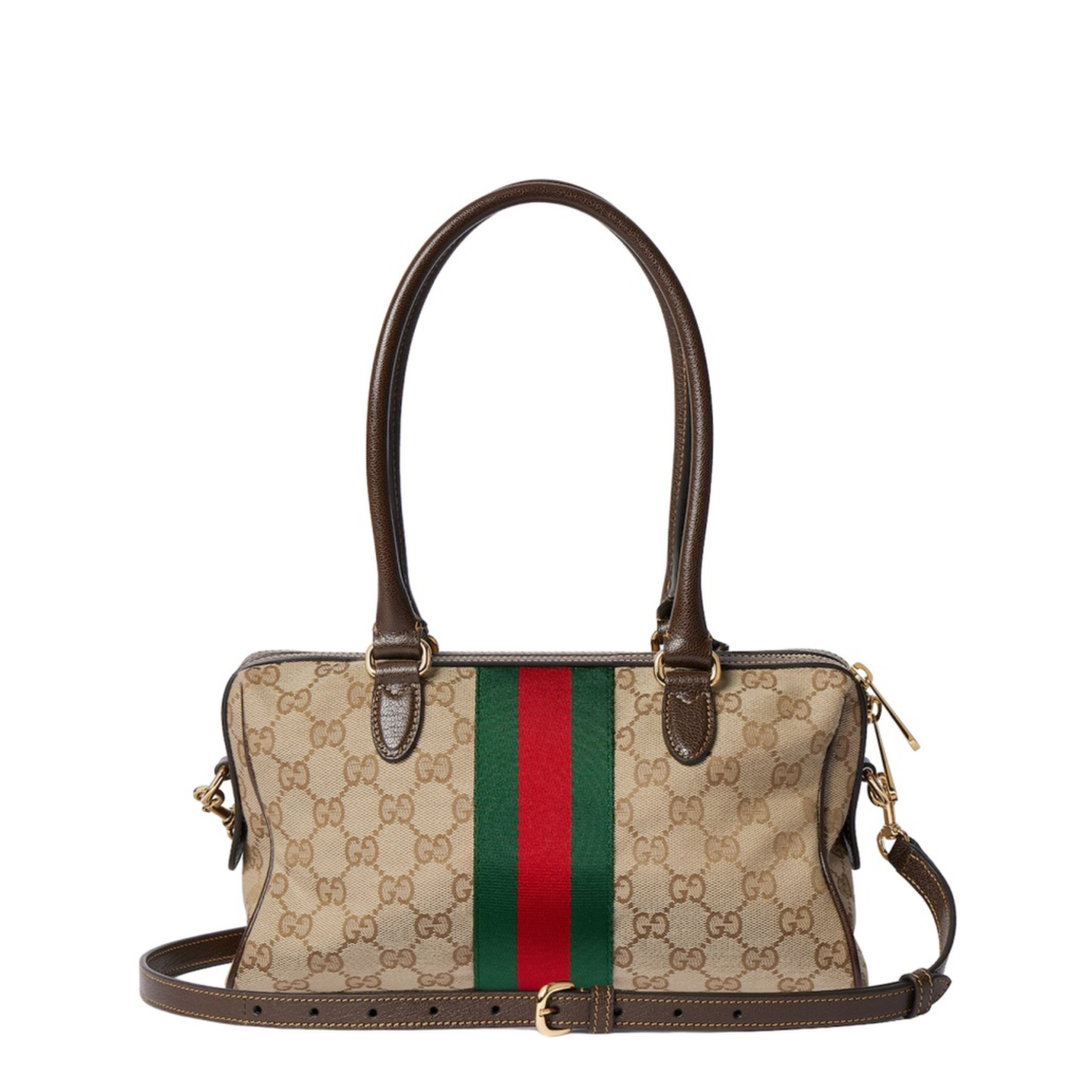 Borsetto Medium Boston Bag in Sand and Brown Canvas - Image 2