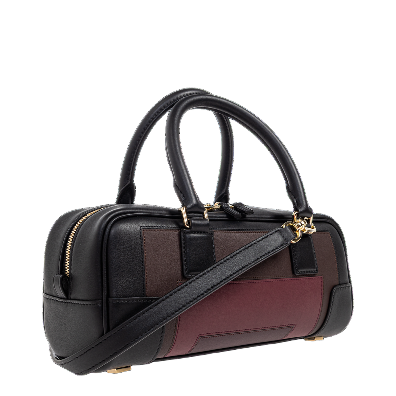 Amazona 23 Cropped Leather Shoulder Bag - Black/Burgundy - Image 4