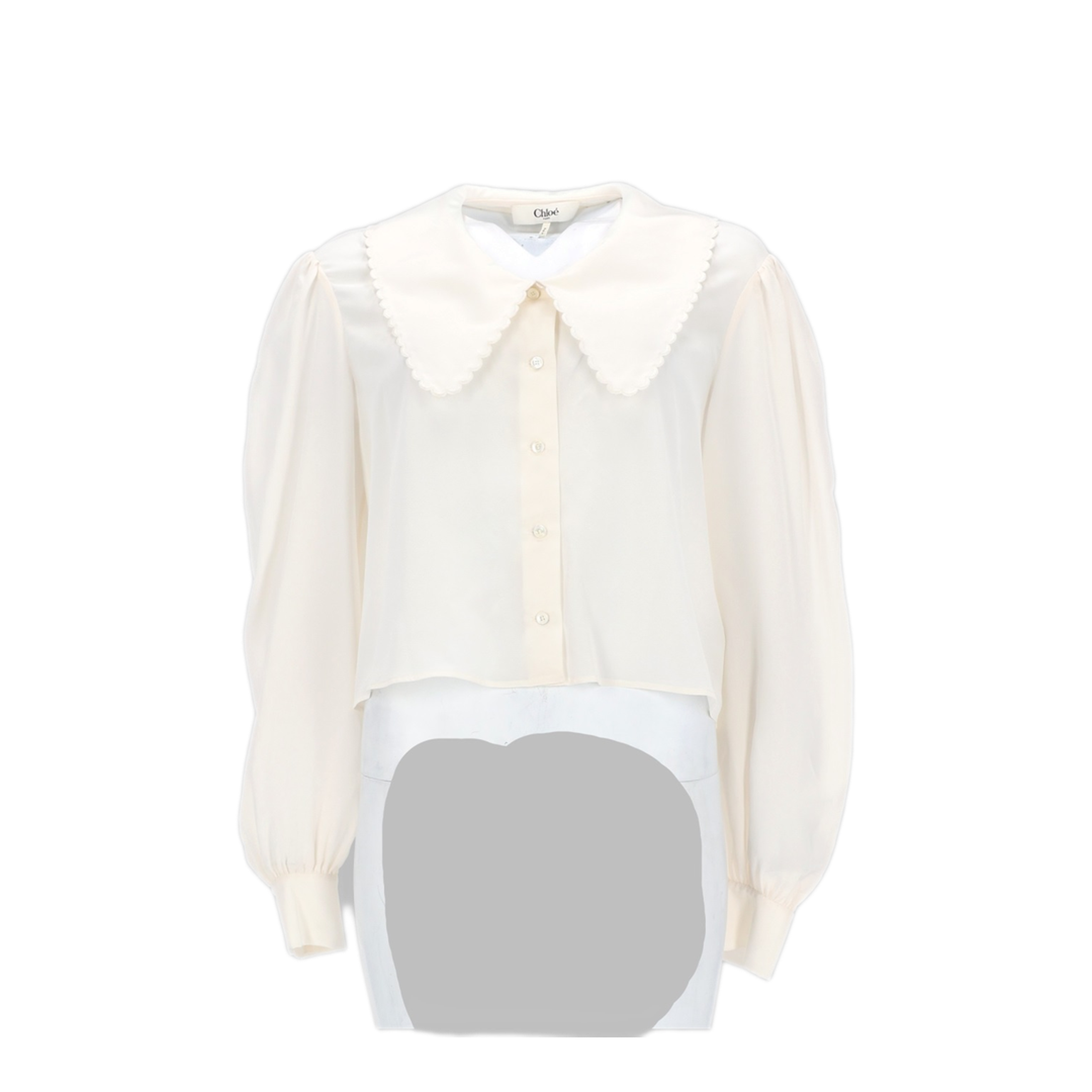 Blouse with Puff Sleeves in Crêpe de Chine - Image 1