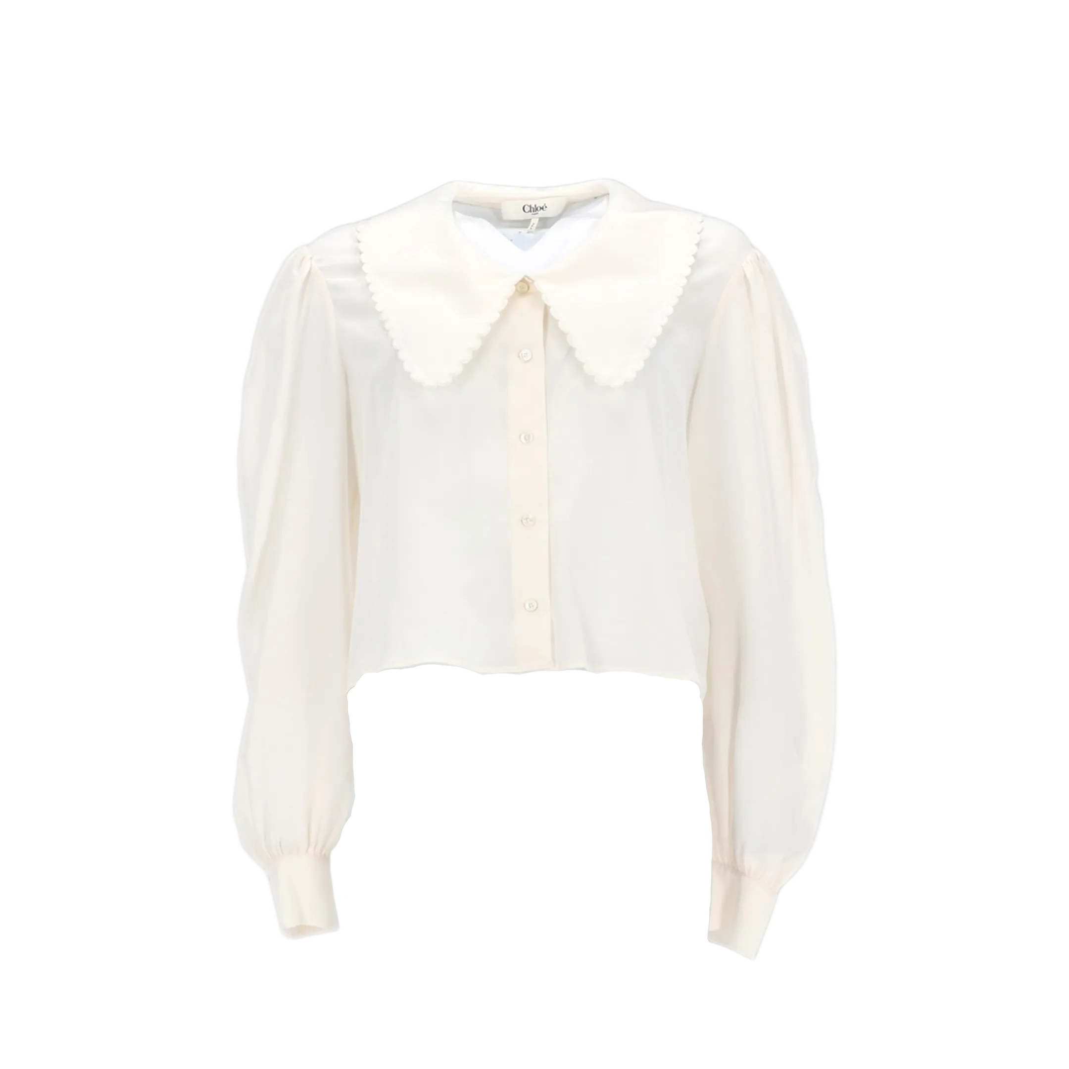 Blouse with Puff Sleeves in Crêpe de Chine