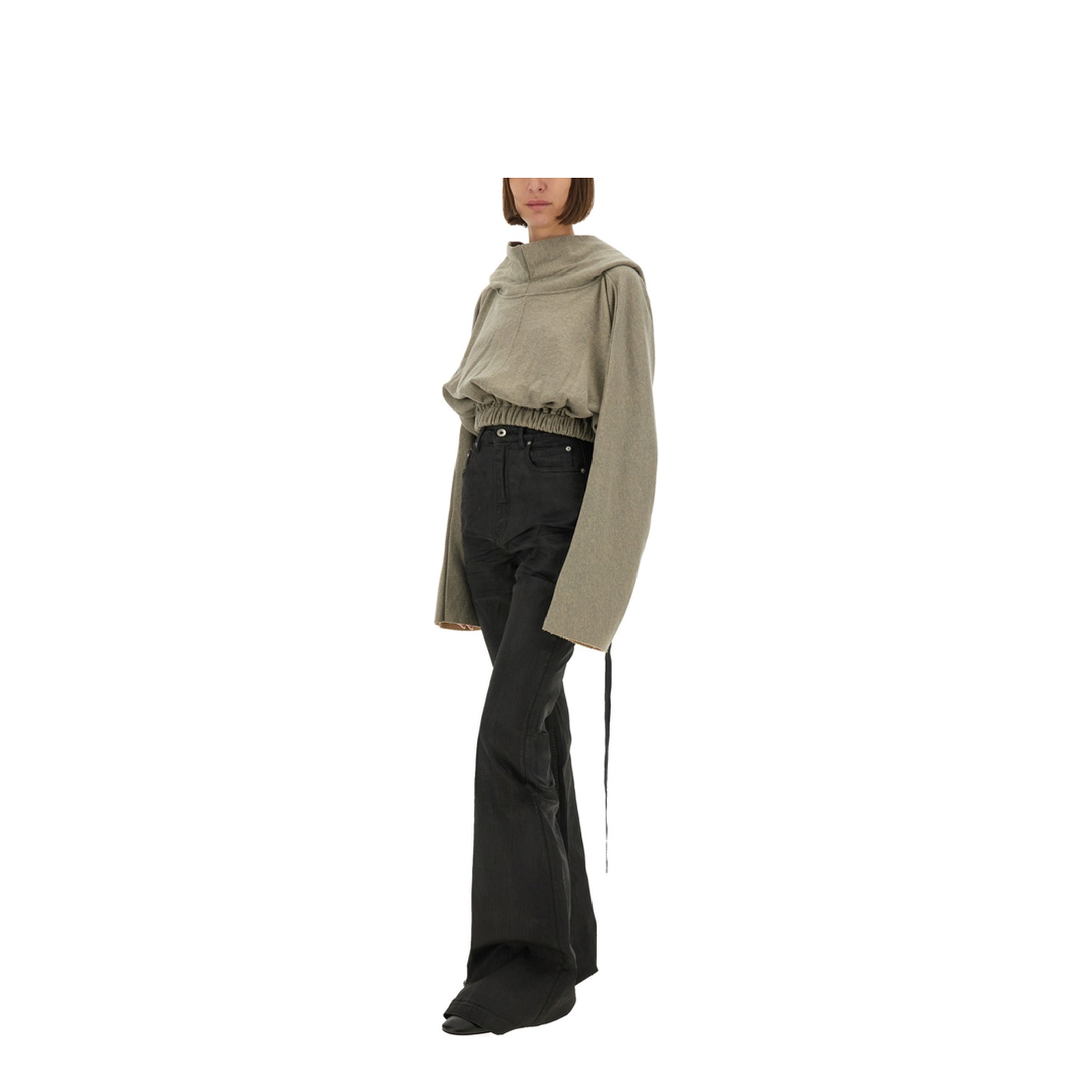 Cropped Hooded Tunic Sweatshirt - Image 2