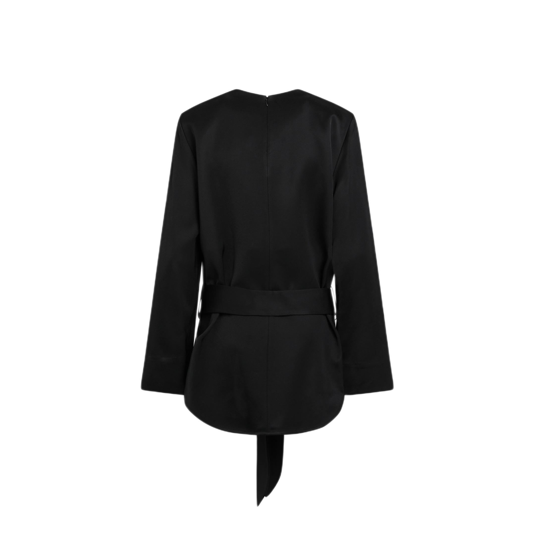 Heavy Satin Tunic with Belt in Black - Image 2