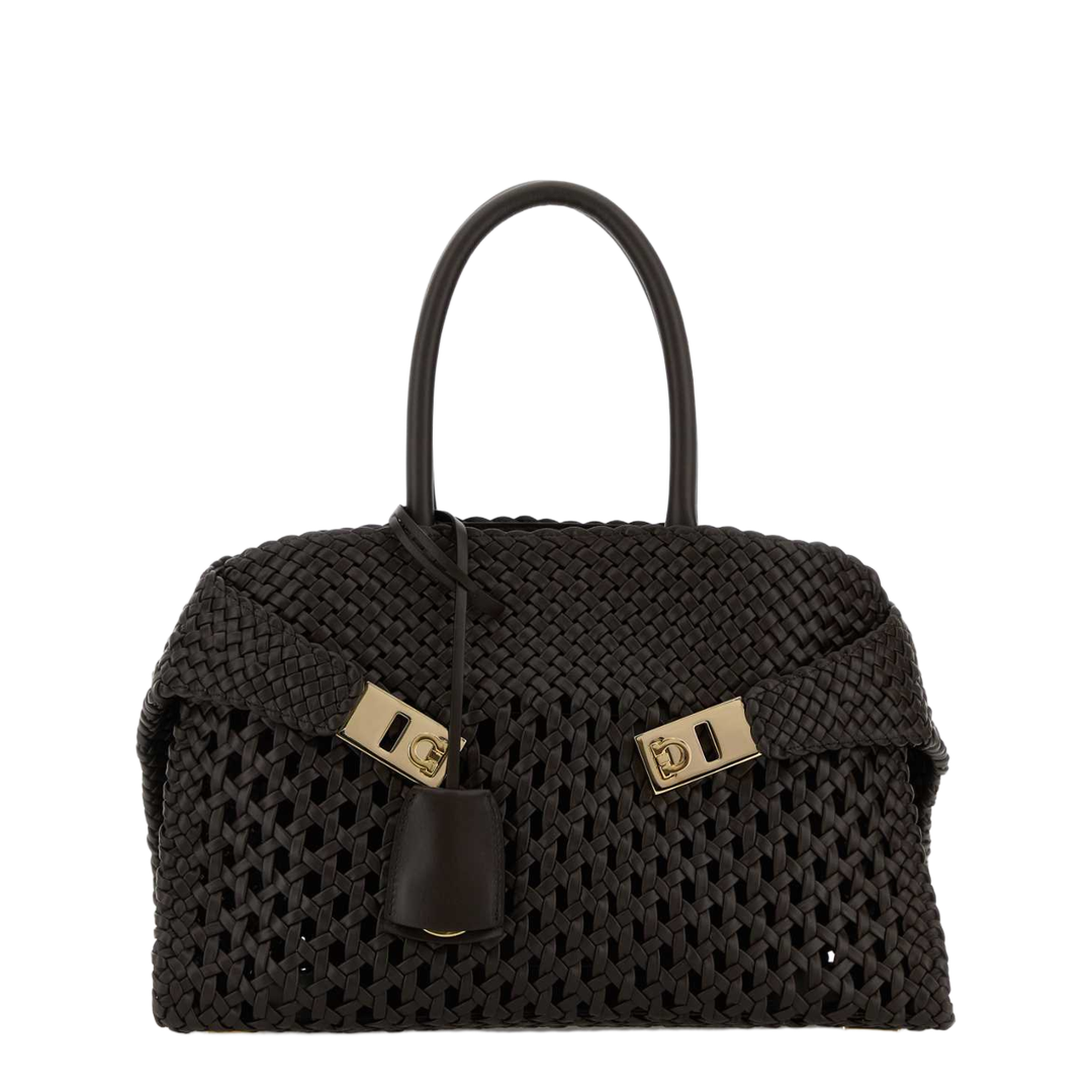 Dark Brown Leather Hug Handbag - Image 1