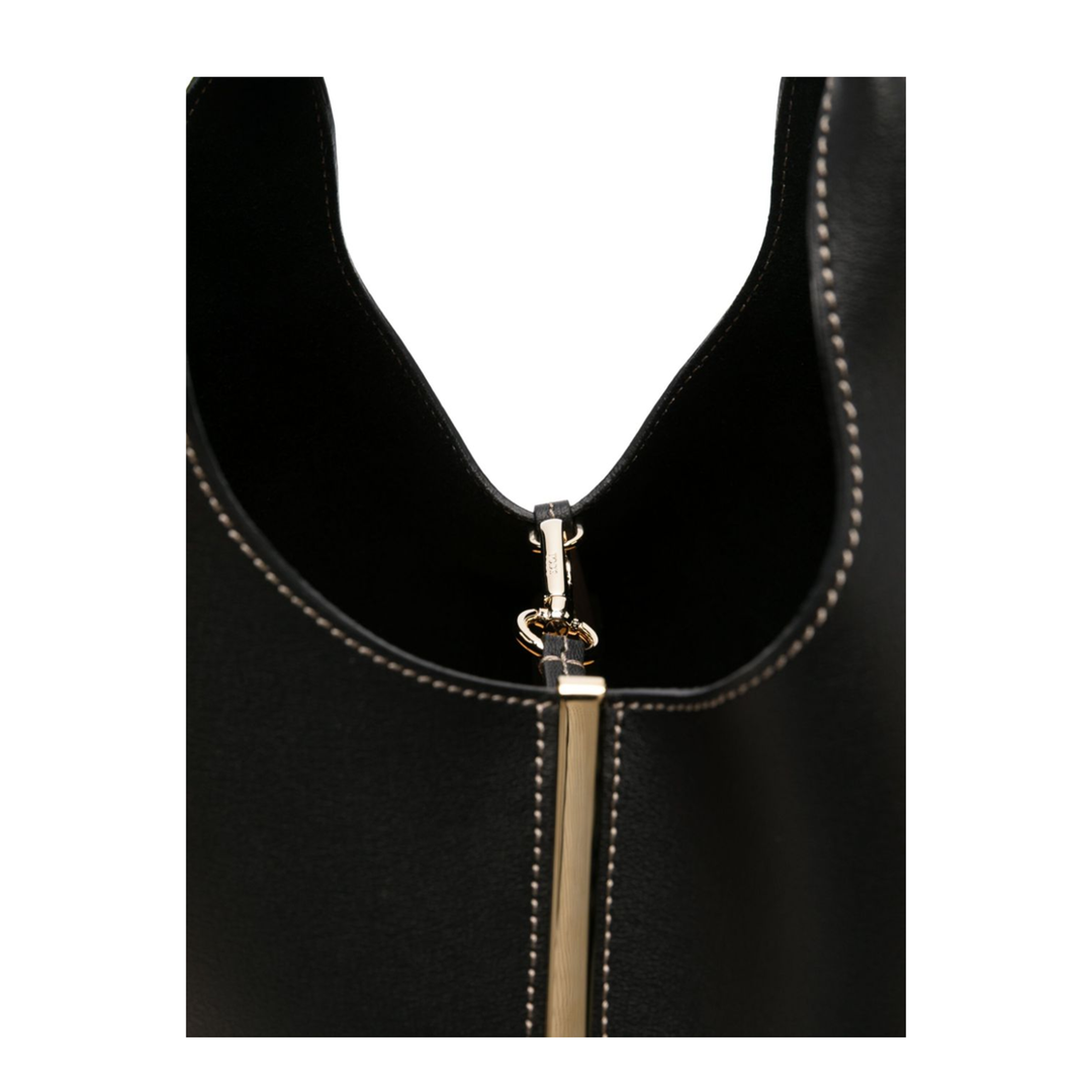 Small Calf Leather Tote - Black - Image 5