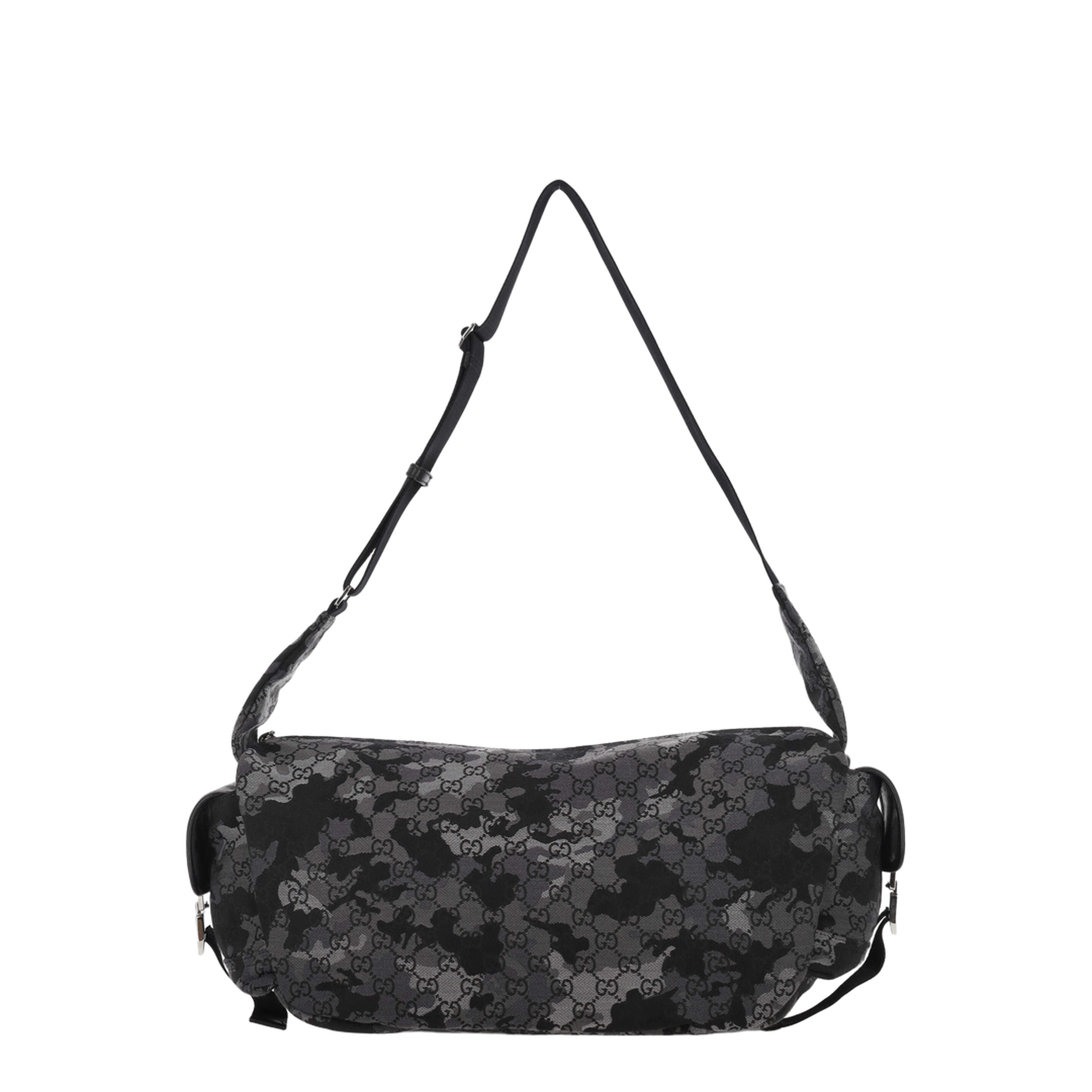 GG Canvas Large Canvas Crossbody Bag - Black and Grey Camouflage - Image 4