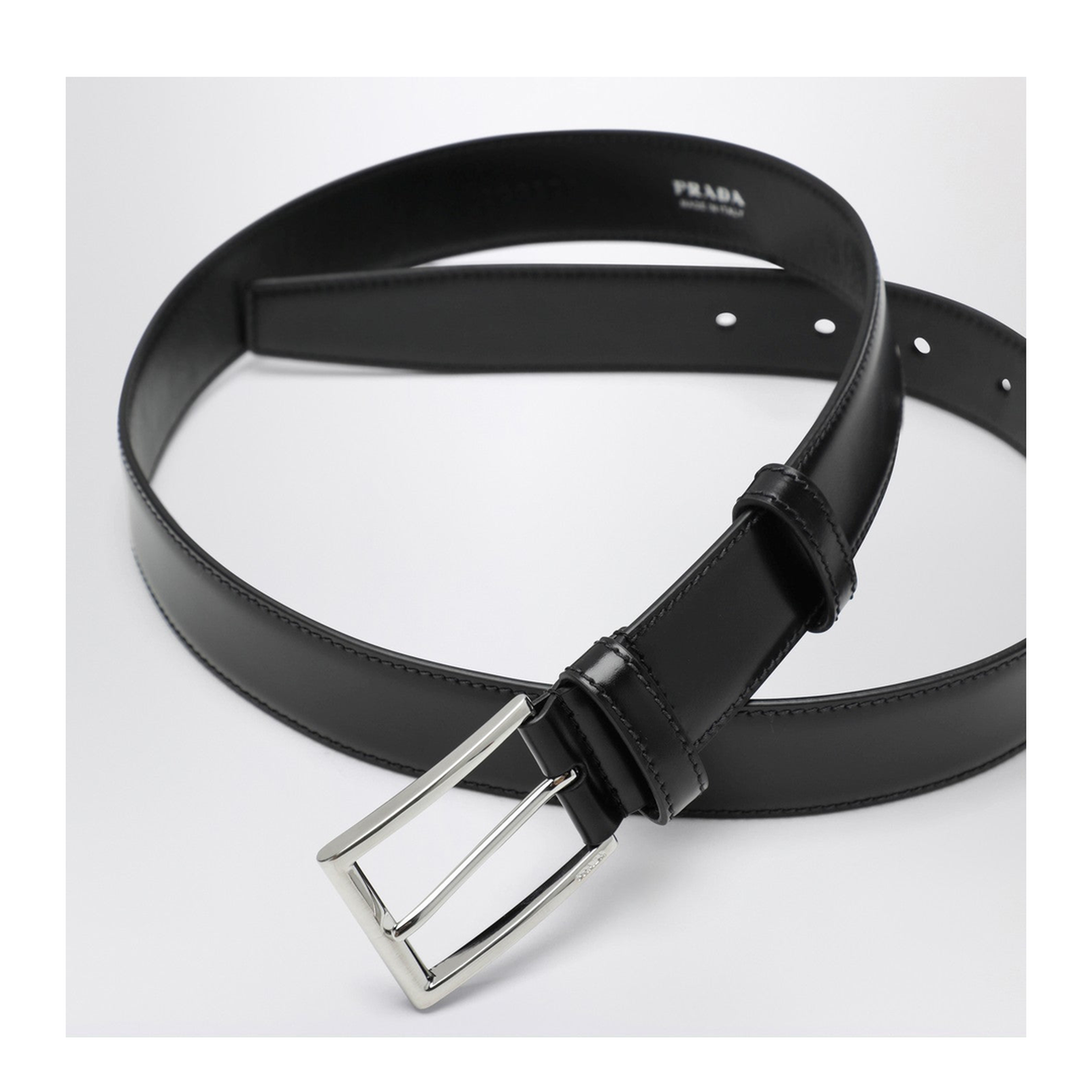 Black Polished Leather Belt - Image 2