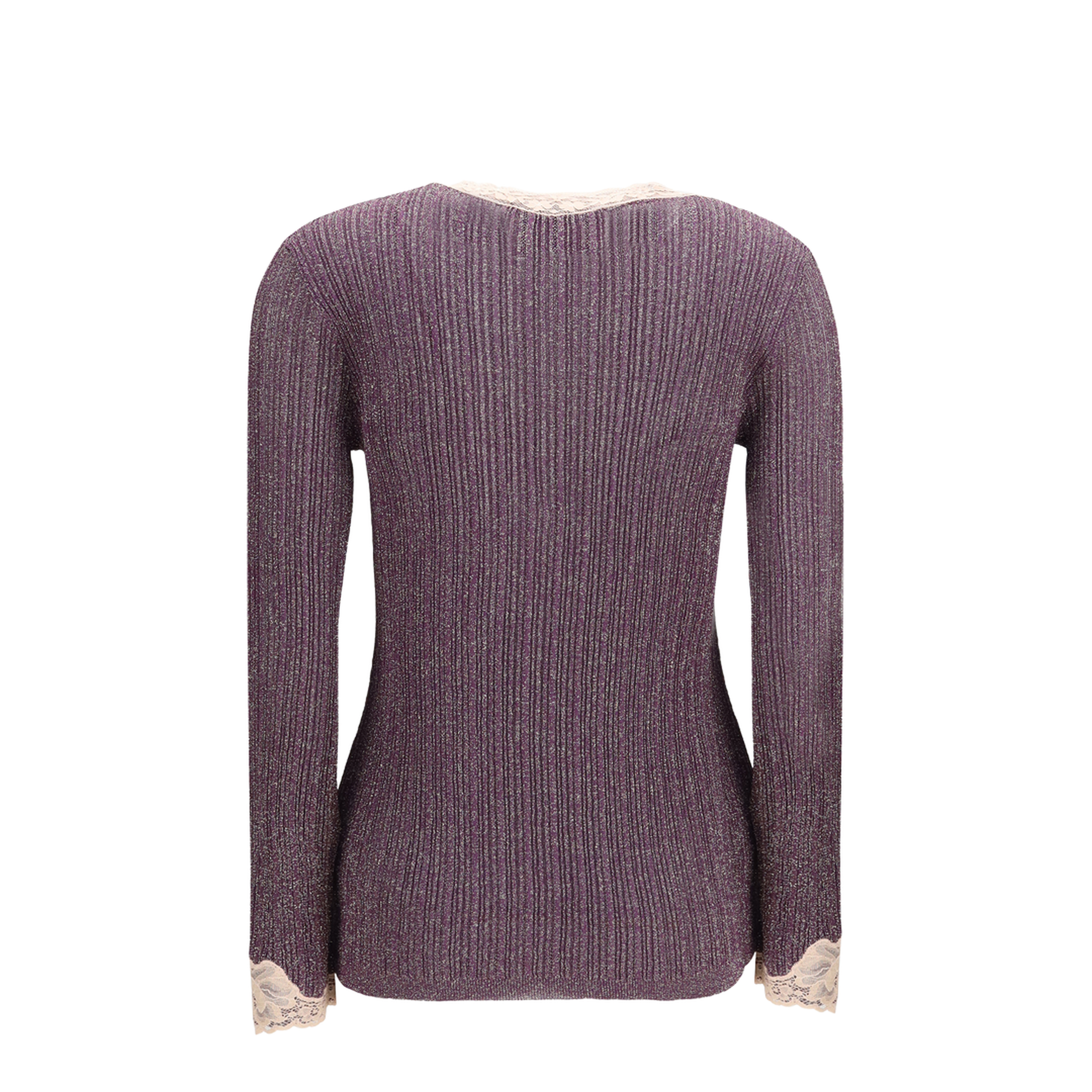 Lurex Knit Cardigan with Lace - Image 2