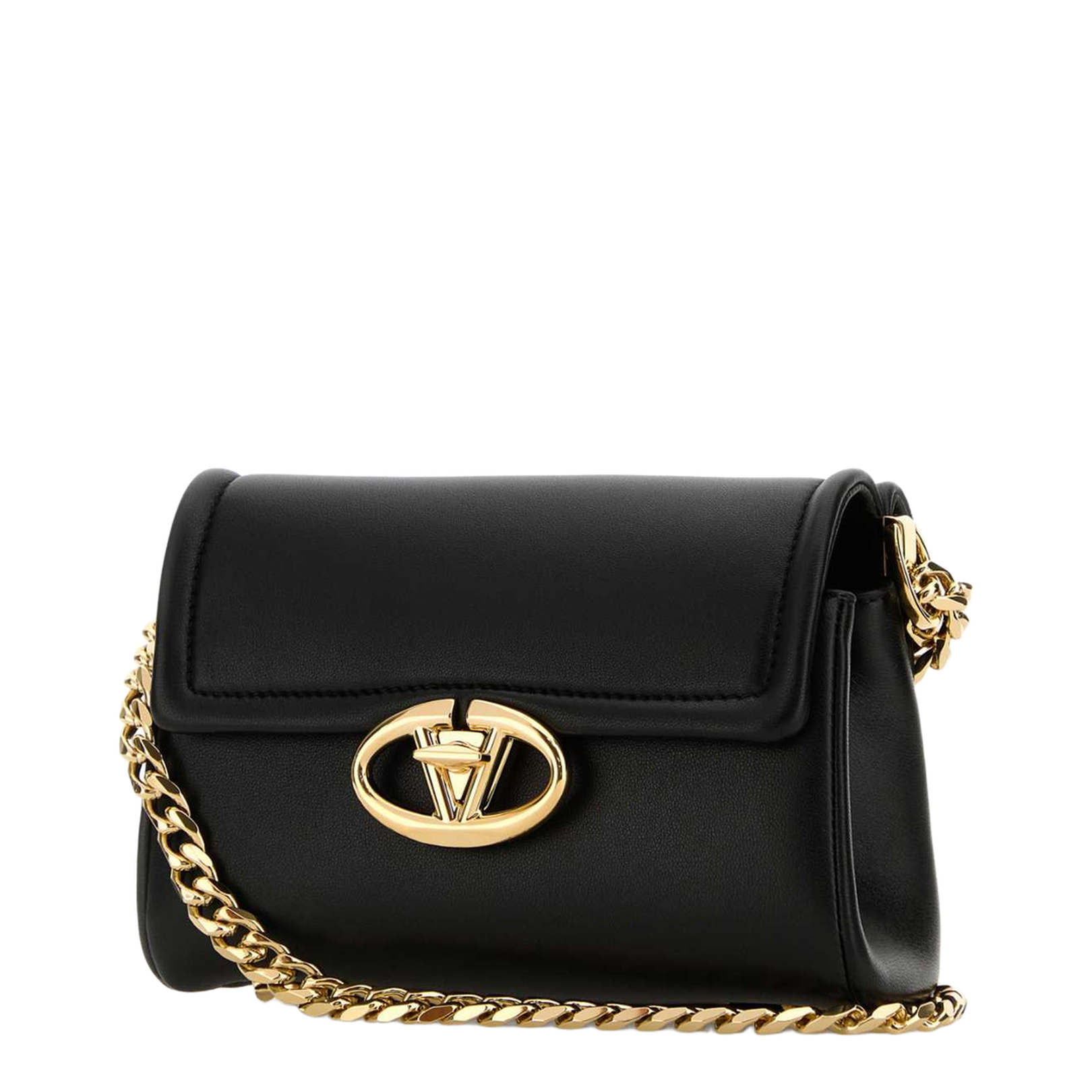 VLogo Leather Shoulder Bag Black - Image 2
