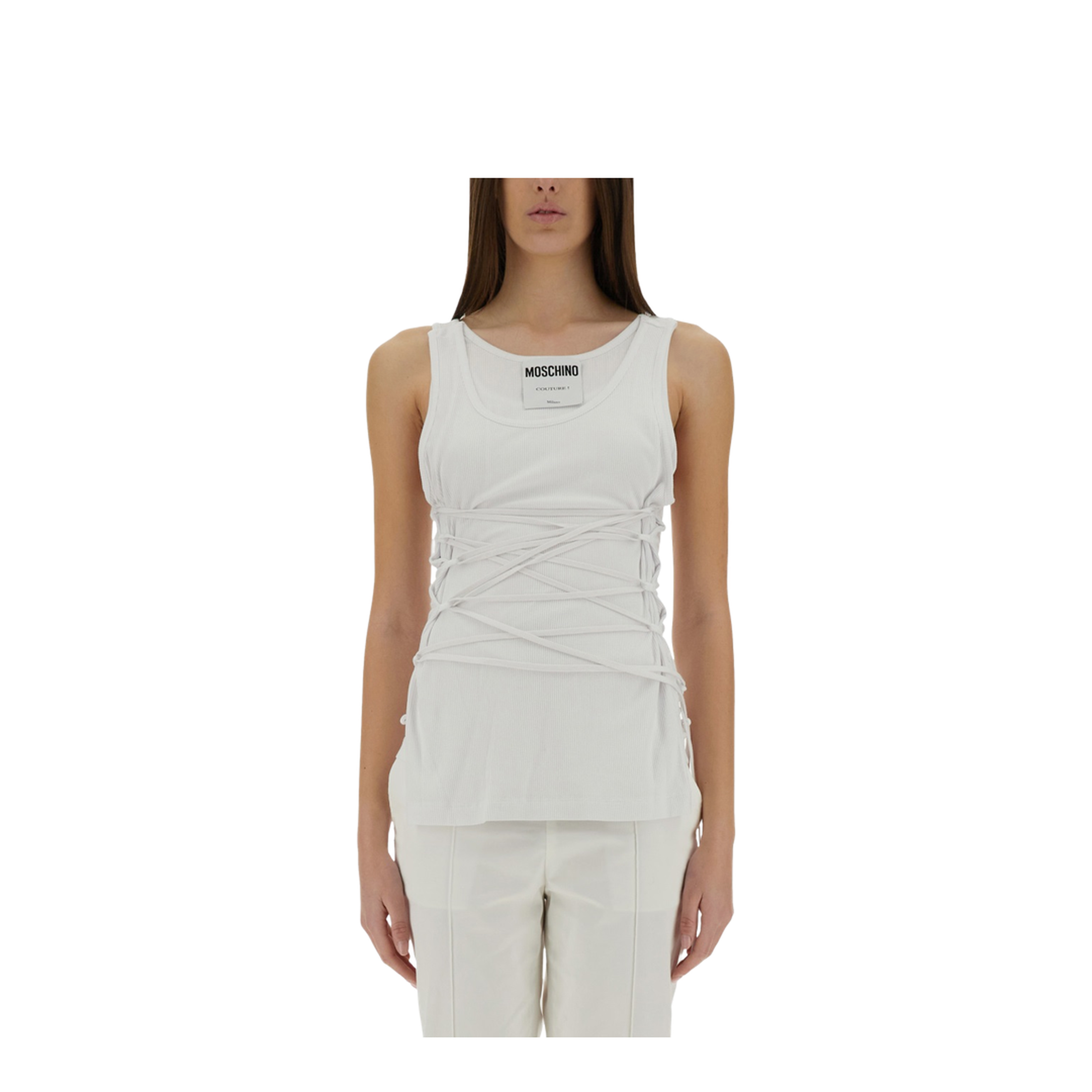 White Logo-Print Top - Image 1