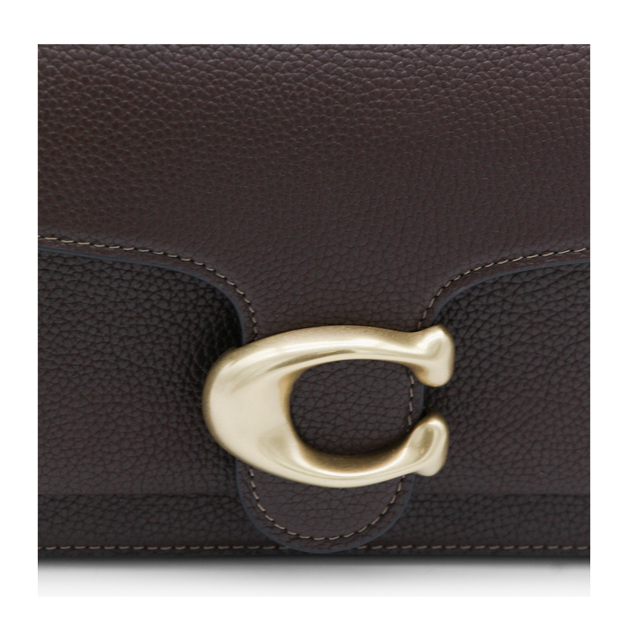 Tabby 26 Polished Pebble Leather Shoulder Bag - Brass/Chalk - Image 8