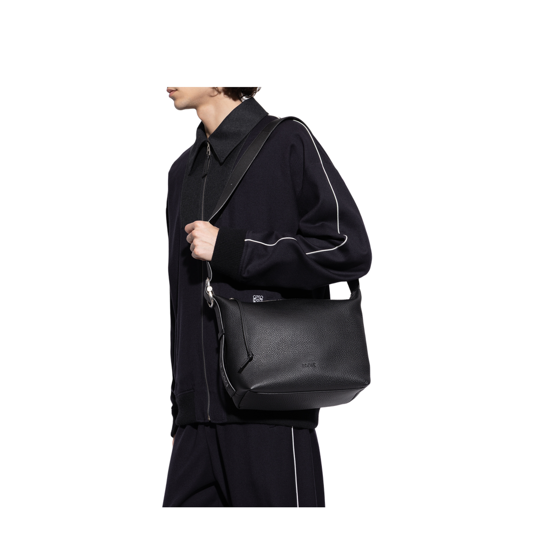 Loop Cubi Medium Calfskin Shoulder Bag - Black - Image 2