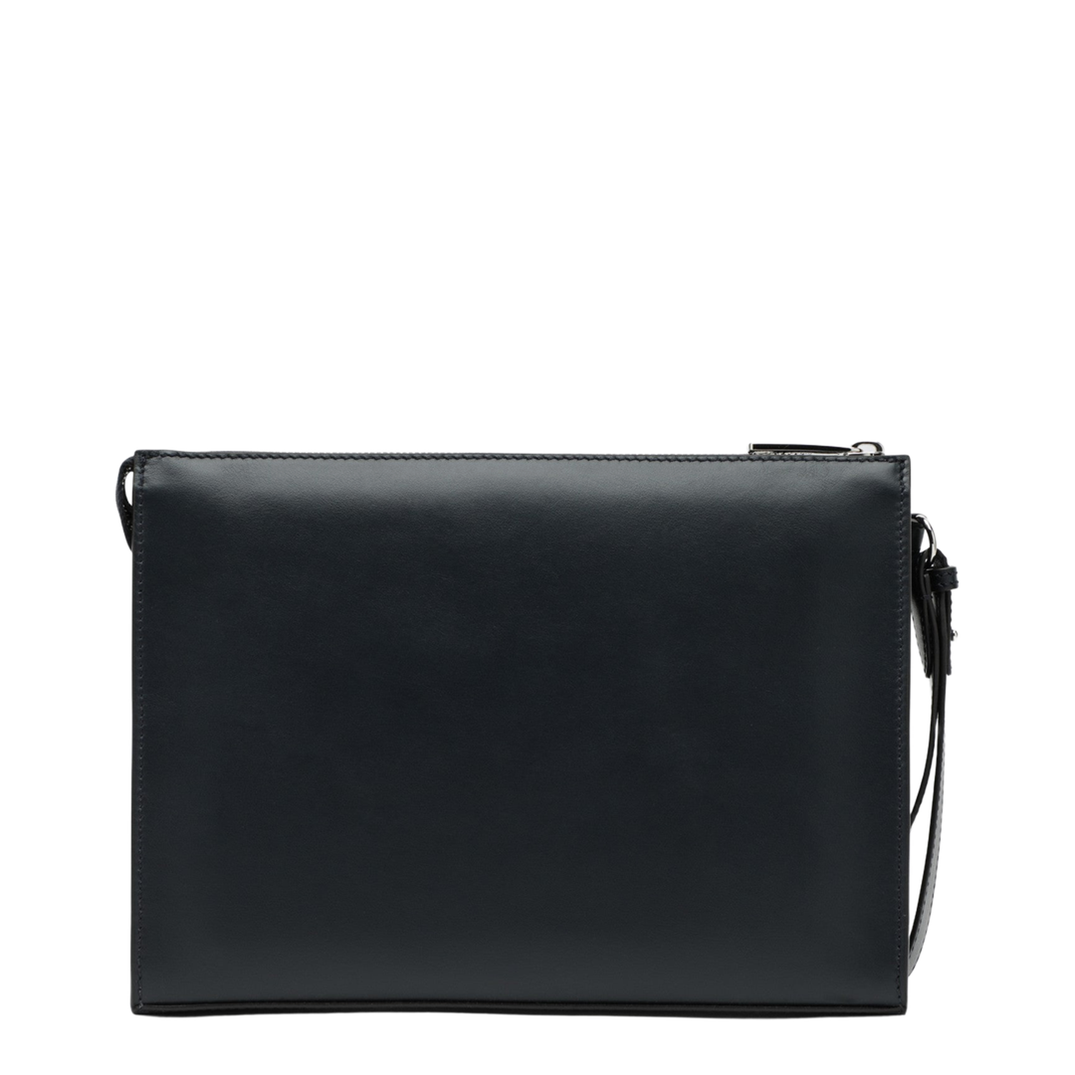FF Squared Calf Leather & Canvas Clutch - Blue - Image 2