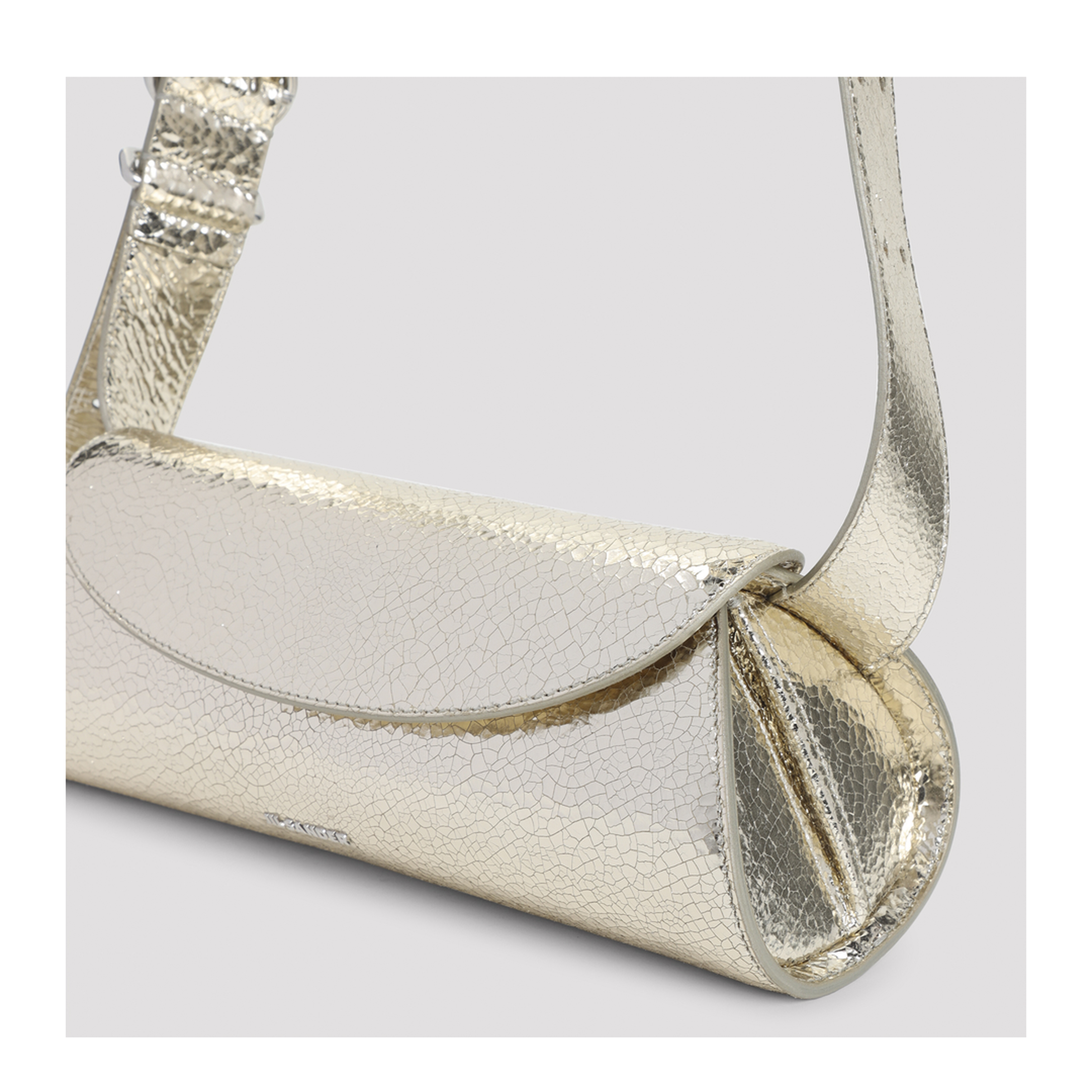 Cannolo Small Crackled Laminated Leather Handbag - Platino - Image 5