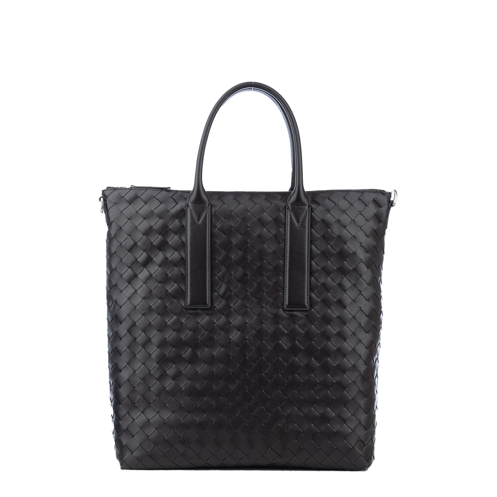 Intrecciato Leather Tote Bags - Black - Image 1