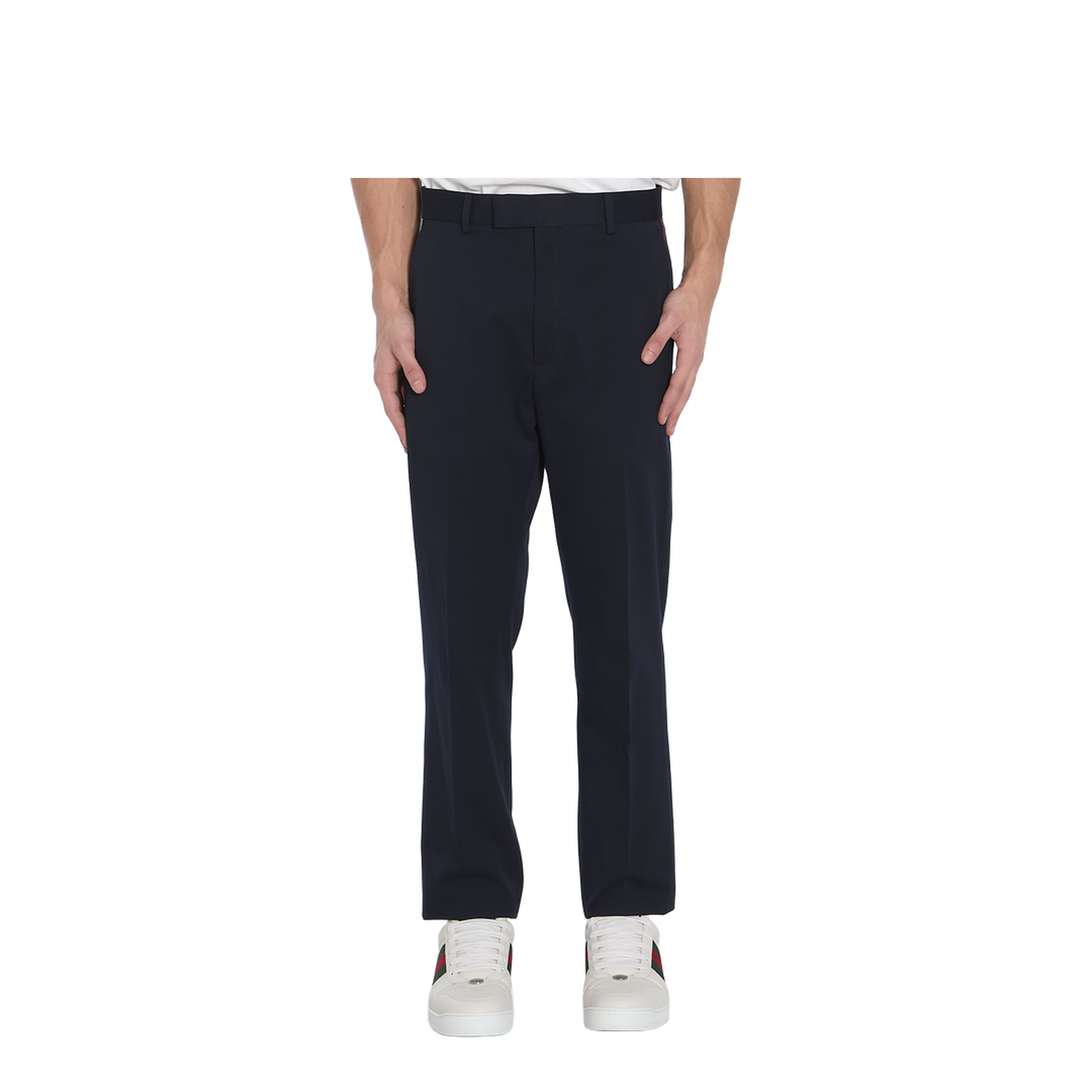 Cotton Gabardine Pant with Web in Blue - Image 1
