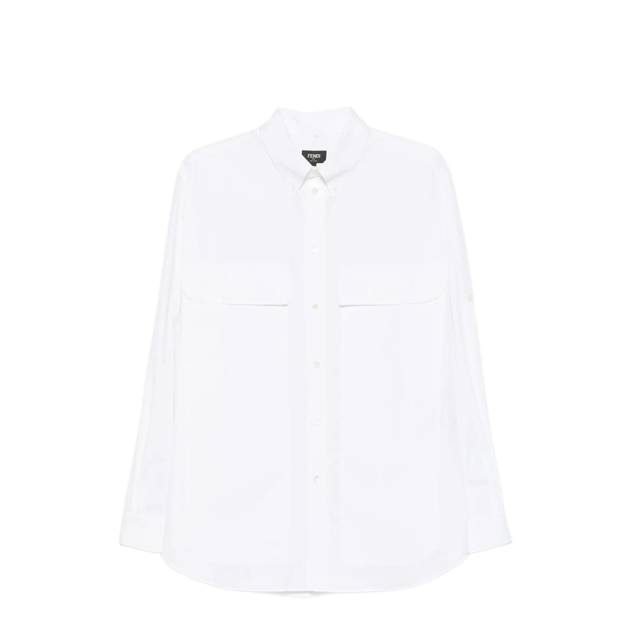 Topstitched Roma Lettering Cotton Shirt - Image 1