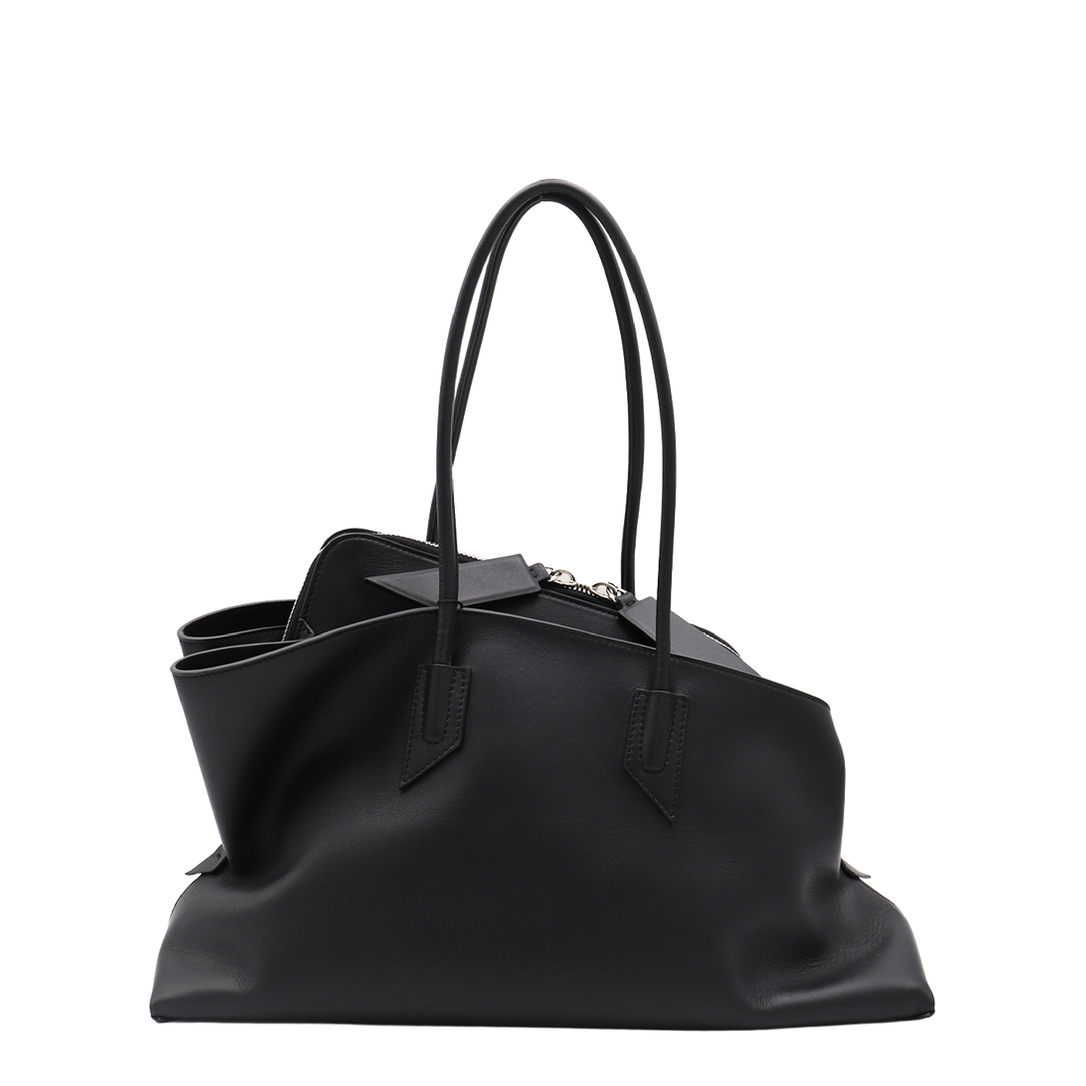 La Passeggiata Medium Calf Leather Top Handle Bag - Black - Image 1