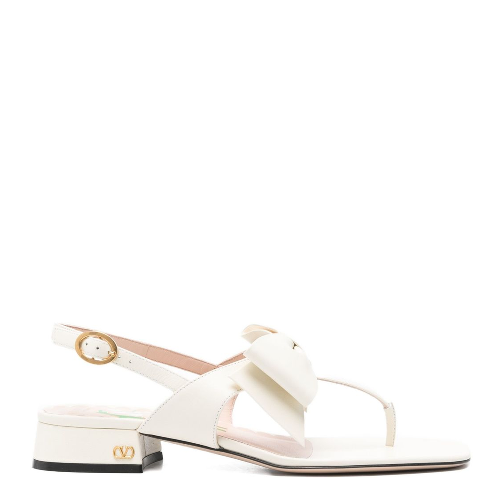 Bow Leather Thong Sandals - Image 1
