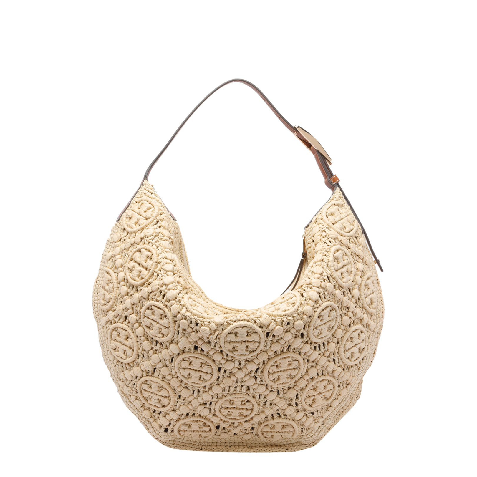 Natural Raffia T Monogram Balloon Bag - Image 3