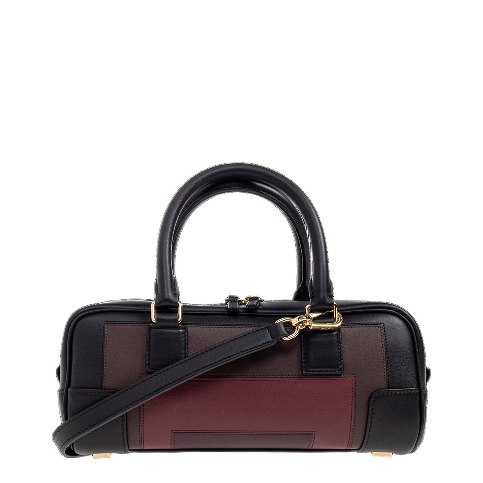 Amazona 23 Cropped Leather Shoulder Bag - Black/Burgundy - Image 1