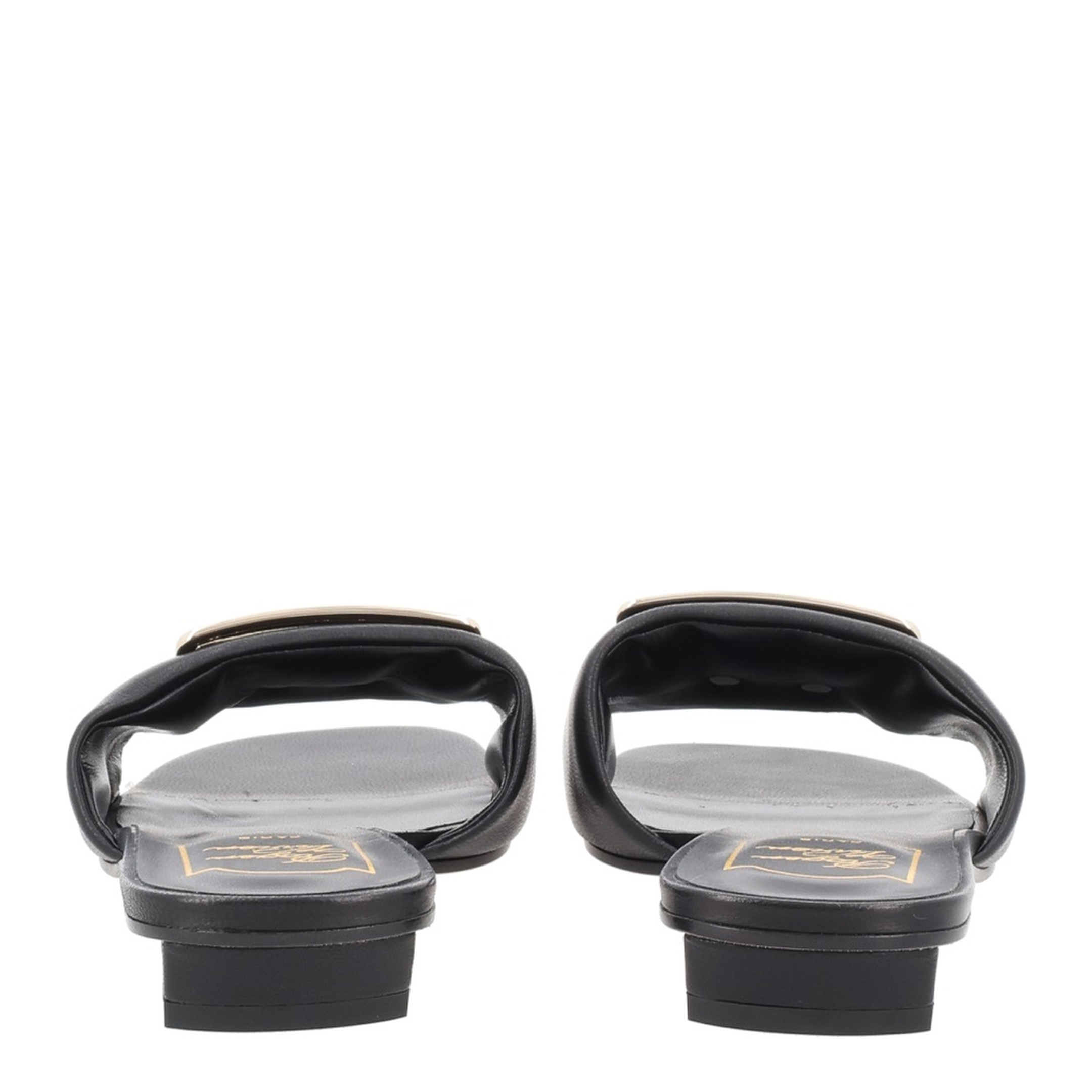 Square Buckle Leather Slides - Image 4