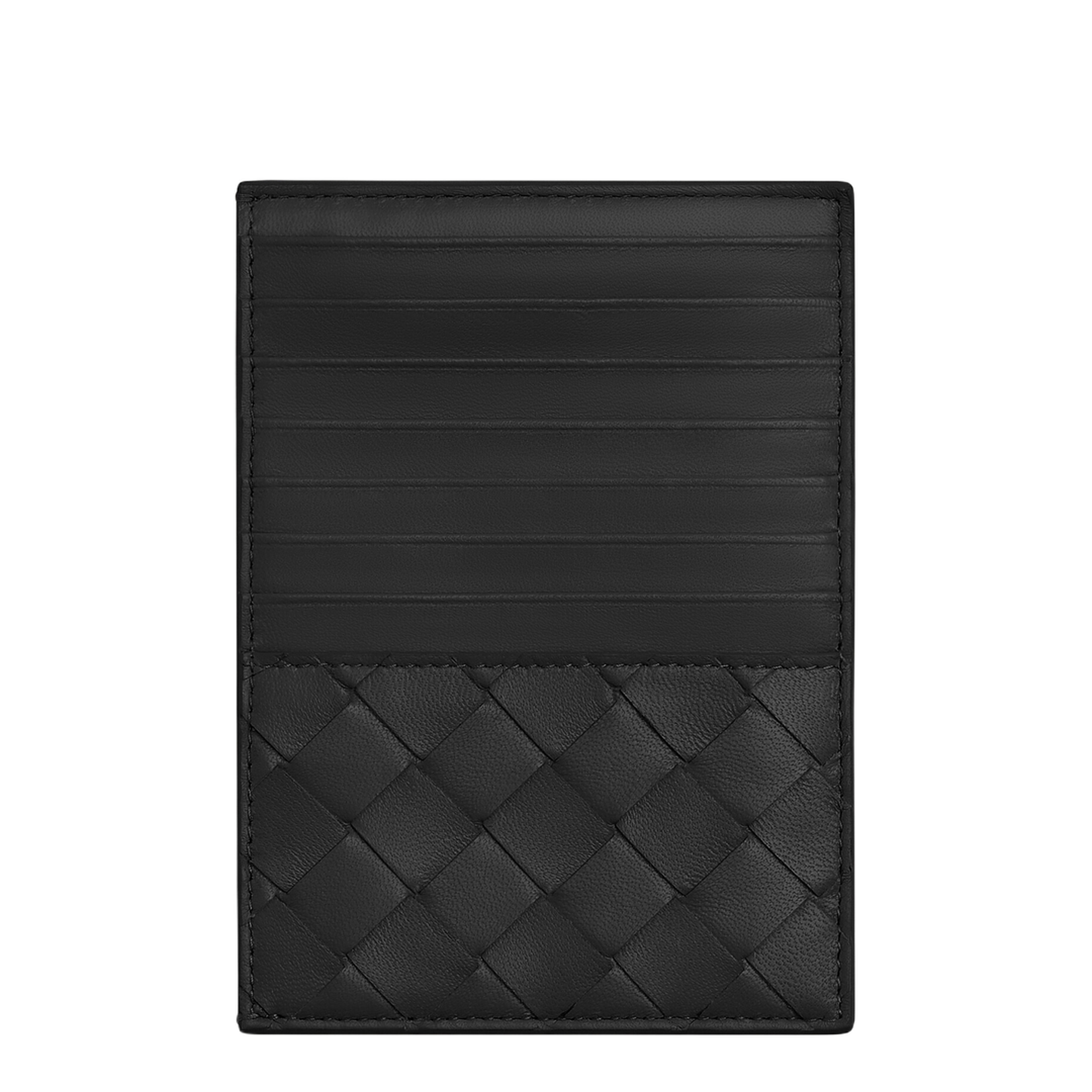Intrecciato Leather Card Holder - Black - Image 3