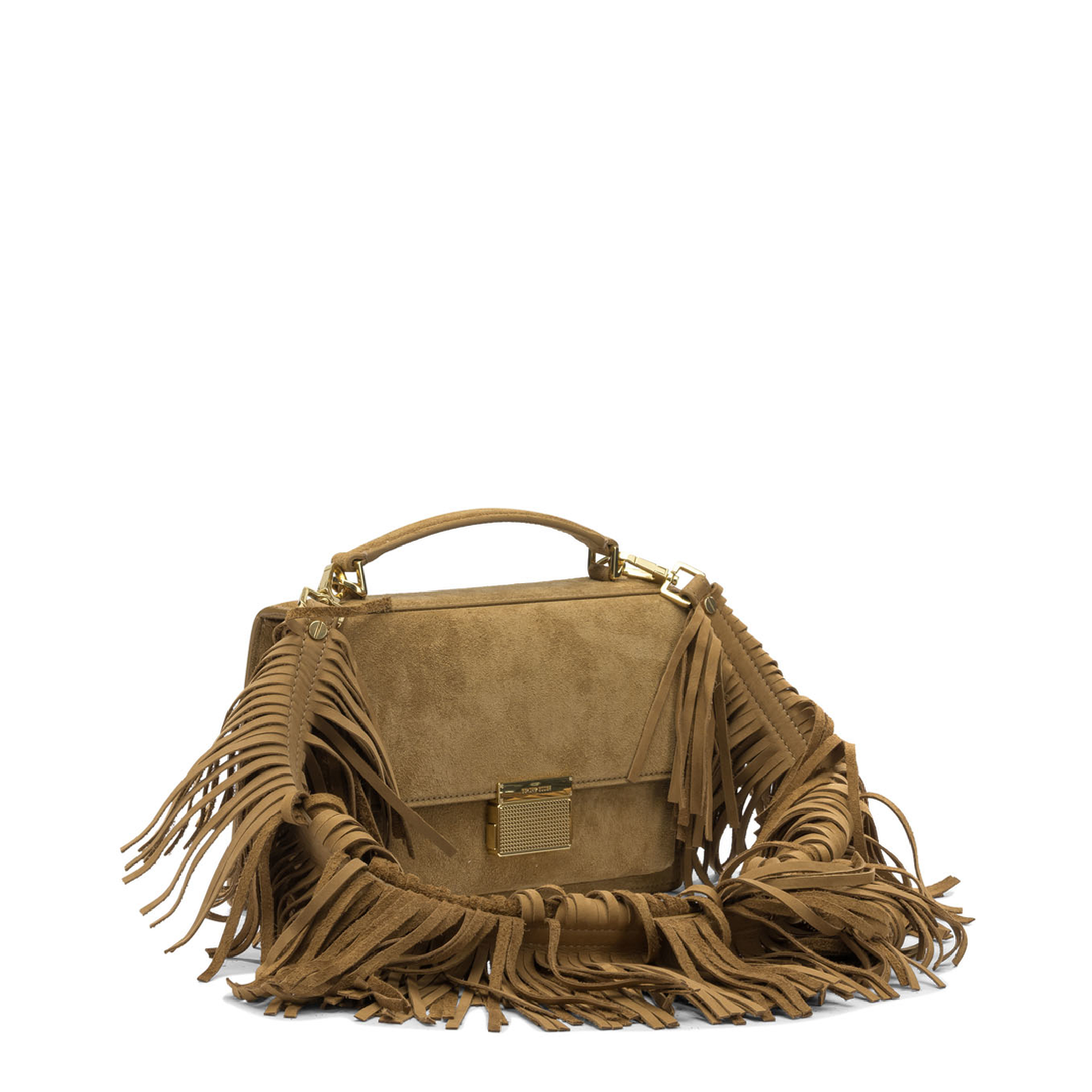 Venezia Small Nubuck & Suede Leather Top-Handle Bag - Cammello - Image 2