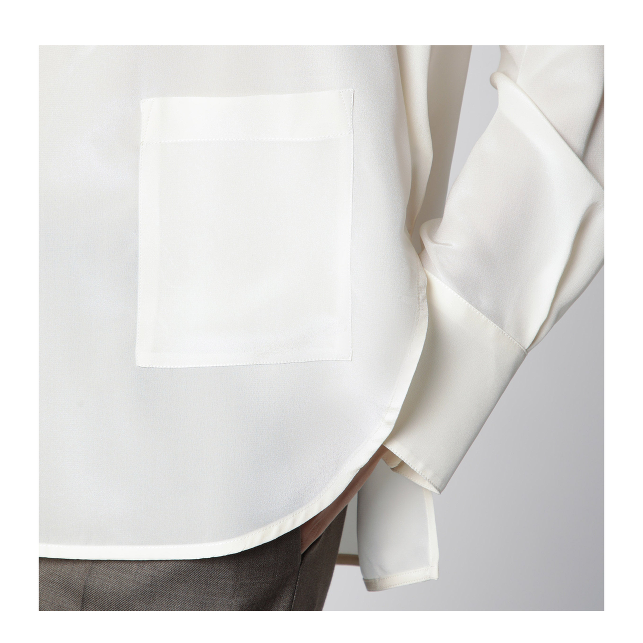 Ivory Silk V-Neck Blouse - Image 2
