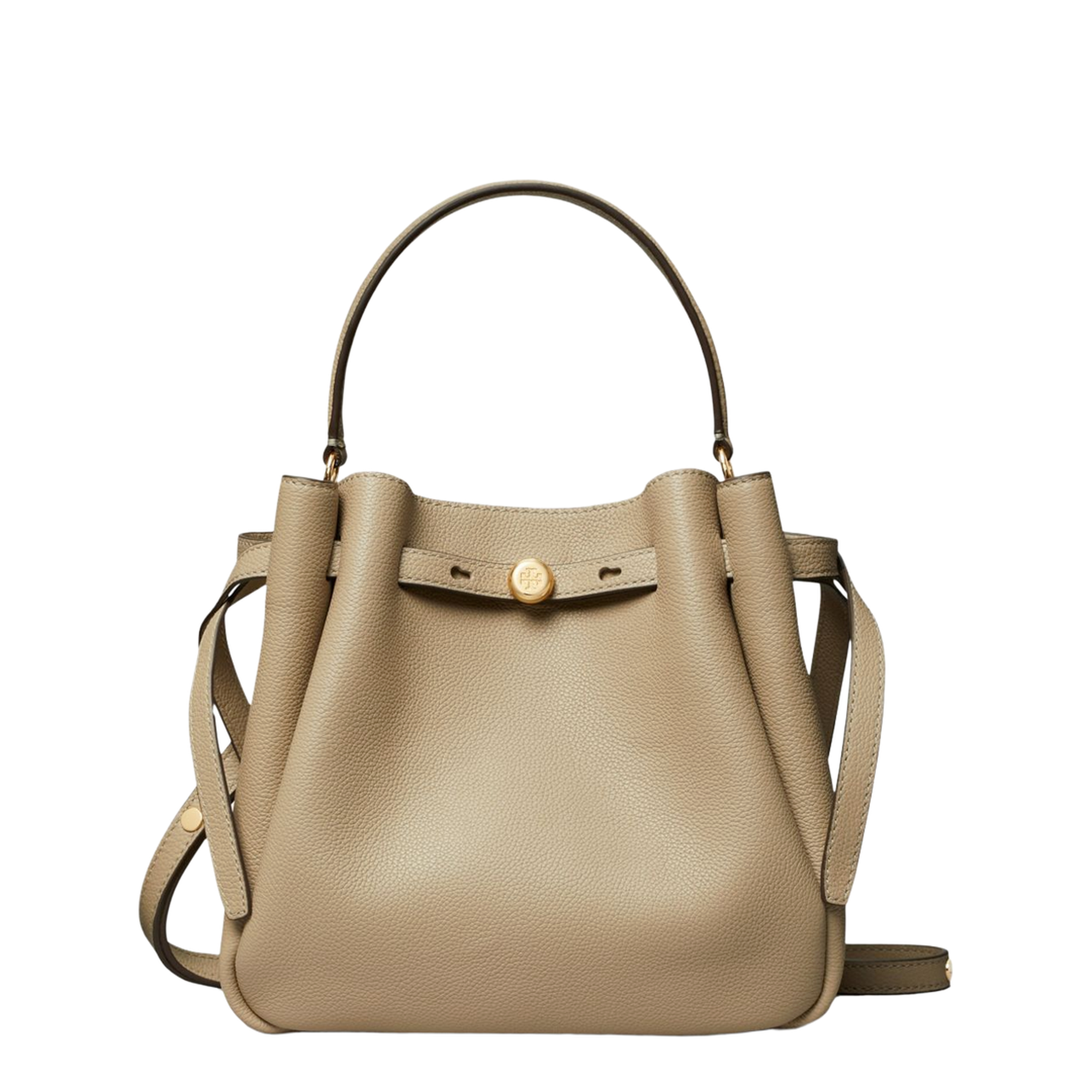 Romy Medium Pebbled Leather Bucket Bag - Soft Cement - Image 1