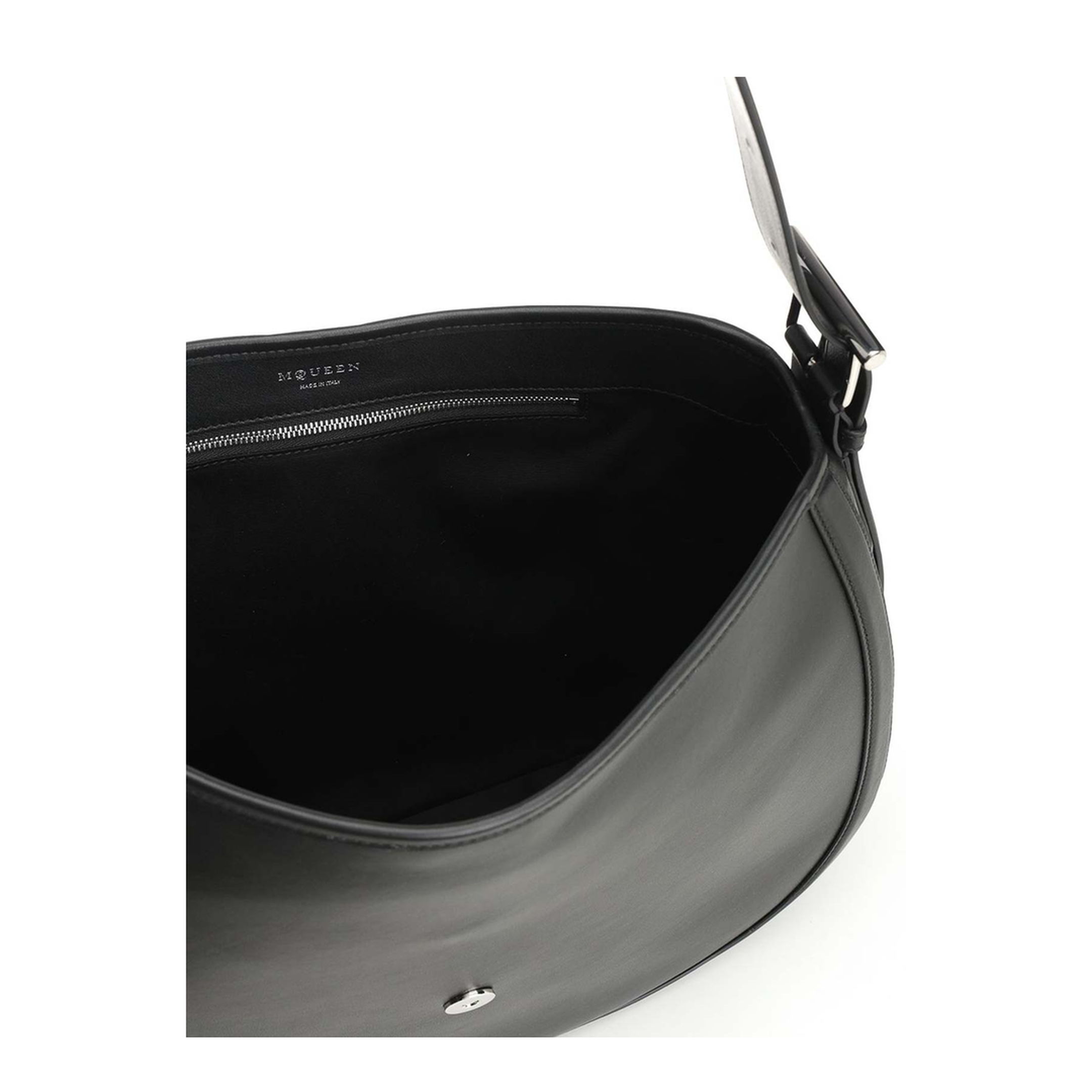 T-Bar Medium Smooth Calf Leather Shoulder Bag - Black - Image 4