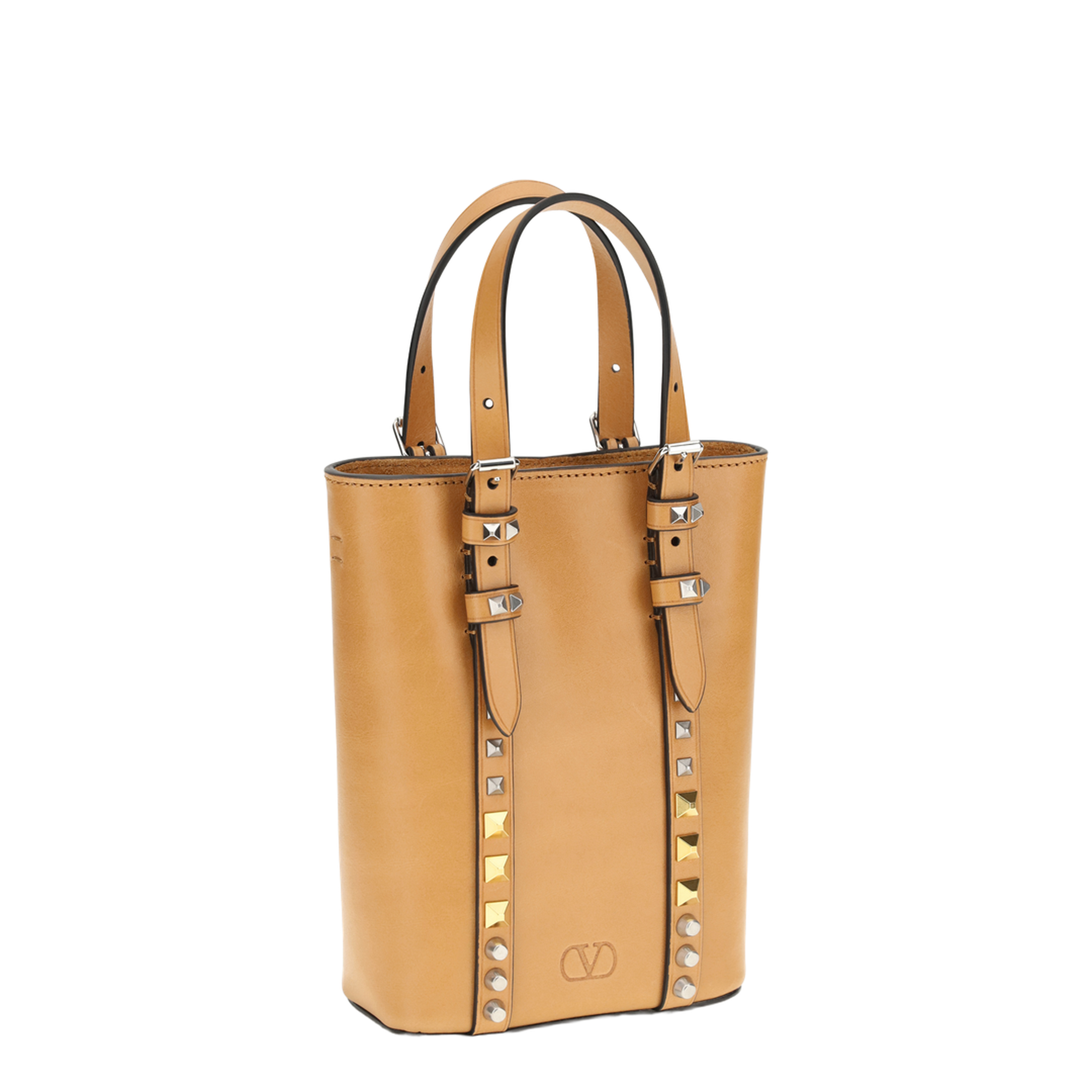 Rockstud Mini Calf Leather Bucket Bag - Golden Cuir - Image 2