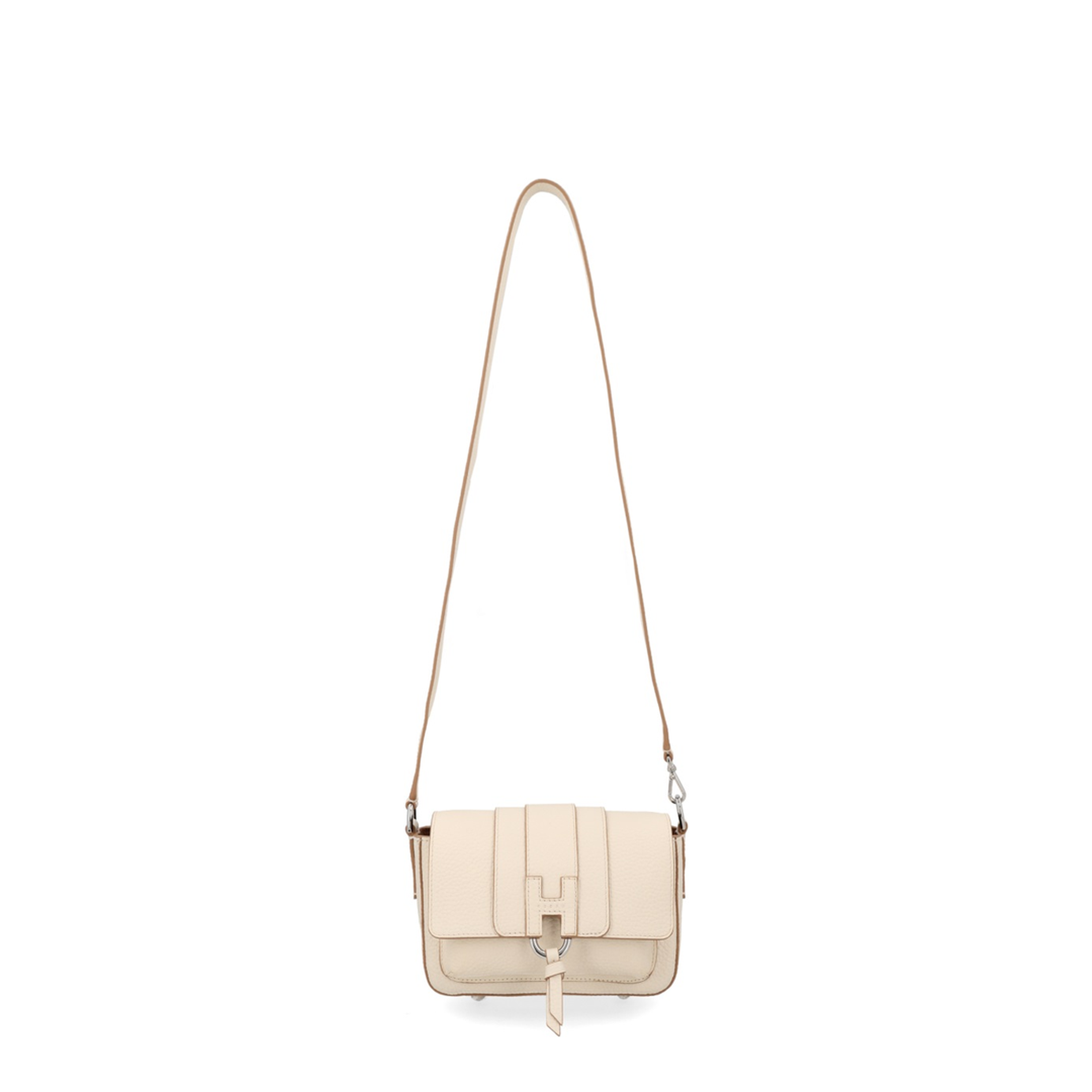 Trend Medium Hammered Leather Flap Bag - Light Beige - Image 1