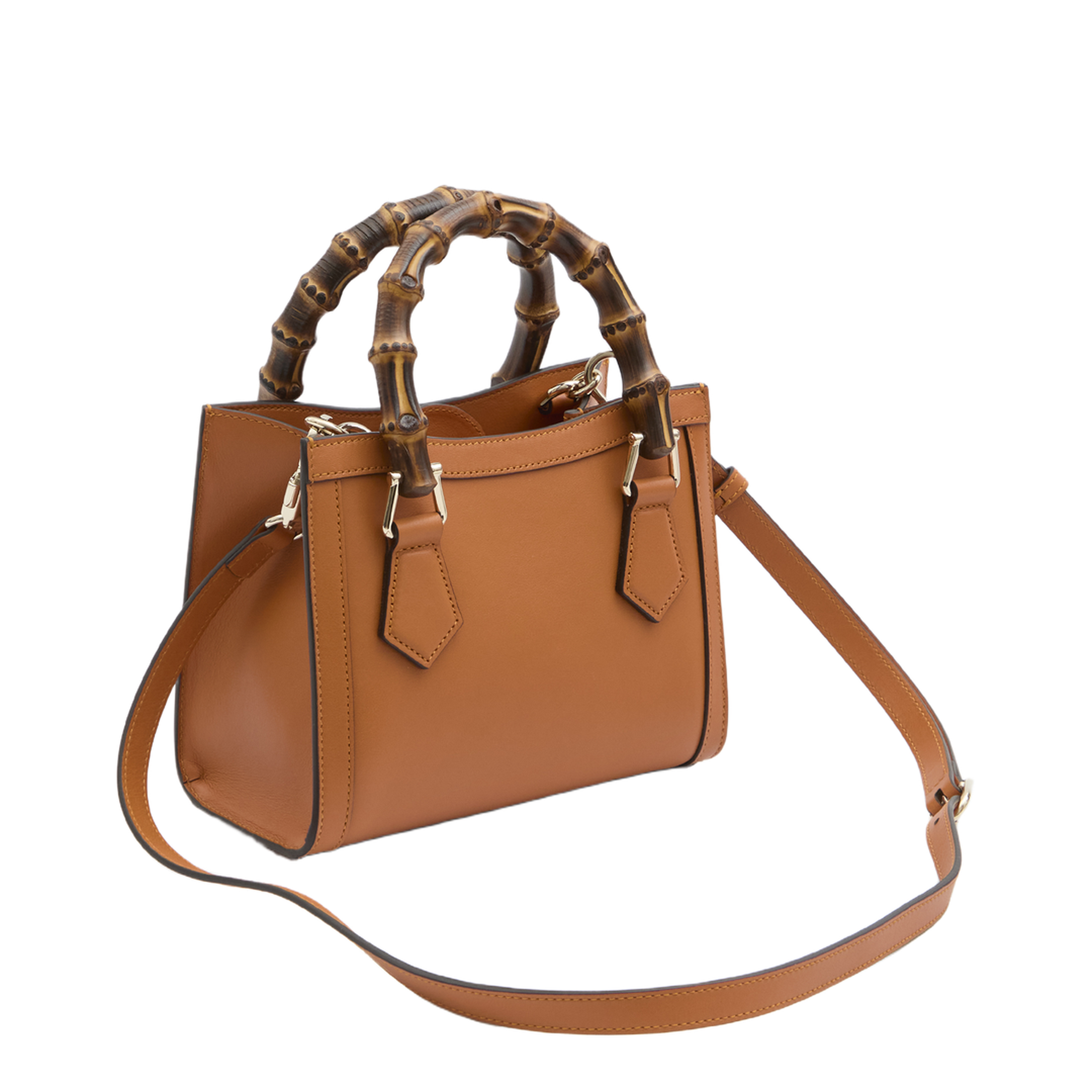 Diana Small Leather Tote Bag - Orange - Image 2
